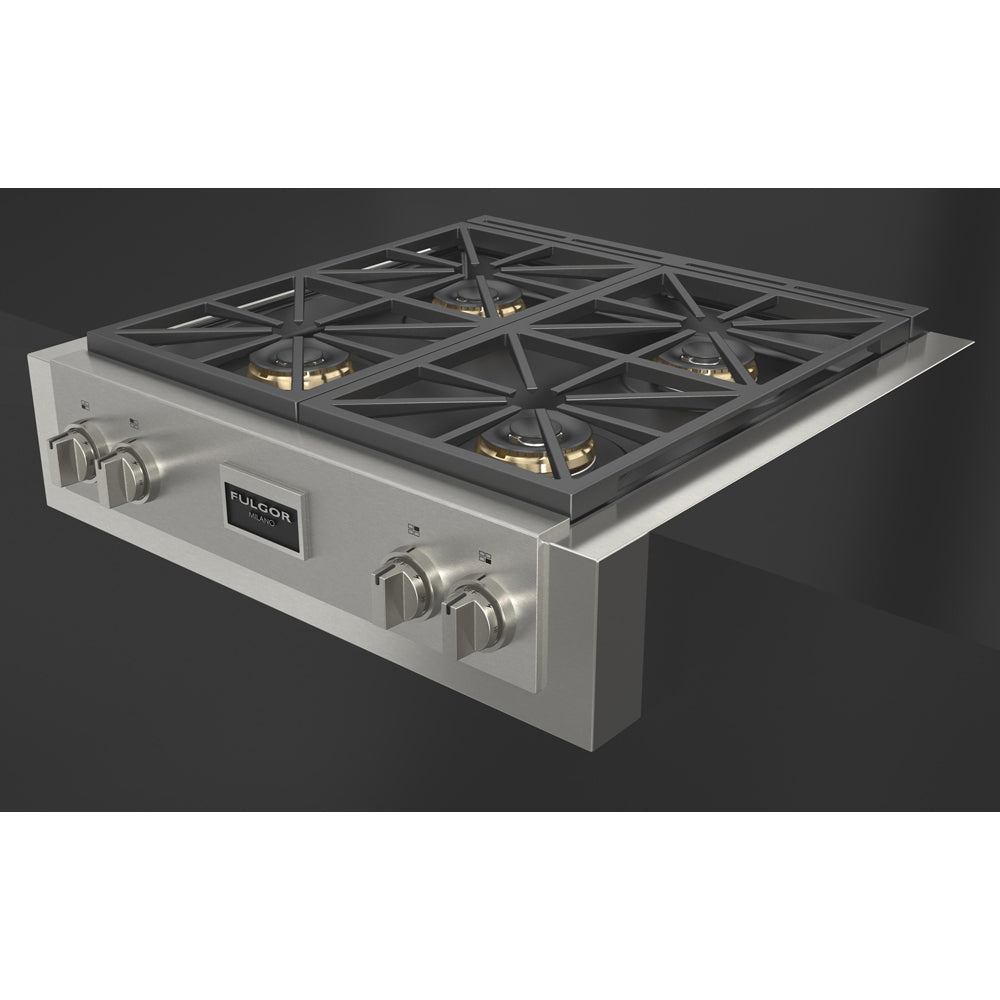 Fulgor Milano 30-Inch 600 Professional Series All Gas Rangetop - Stainless Steel (F6GRT304S1) | Premium Gas Cooktop for Home Chefs & Professional Kitchens