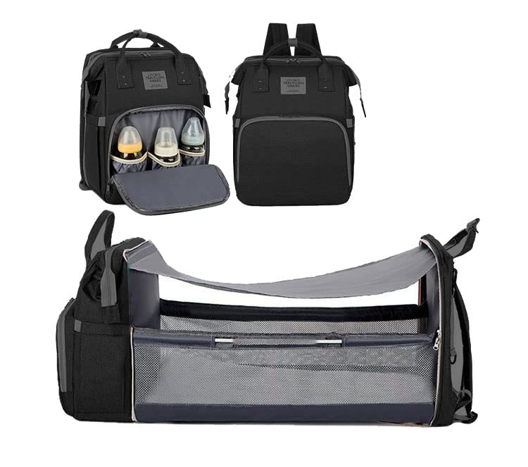 Baby Backpack Diaper Bag for Newborn - Large Capacity Travel Backpack with Changing Station & Organizer Pockets - Perfect for Parents, Moms & Dads (Black, Large) - Ideal for Daycare, Traveling & Outdoor Adventures