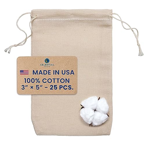 3x5 Inch (Pack of 25) - Natural Drawstring
