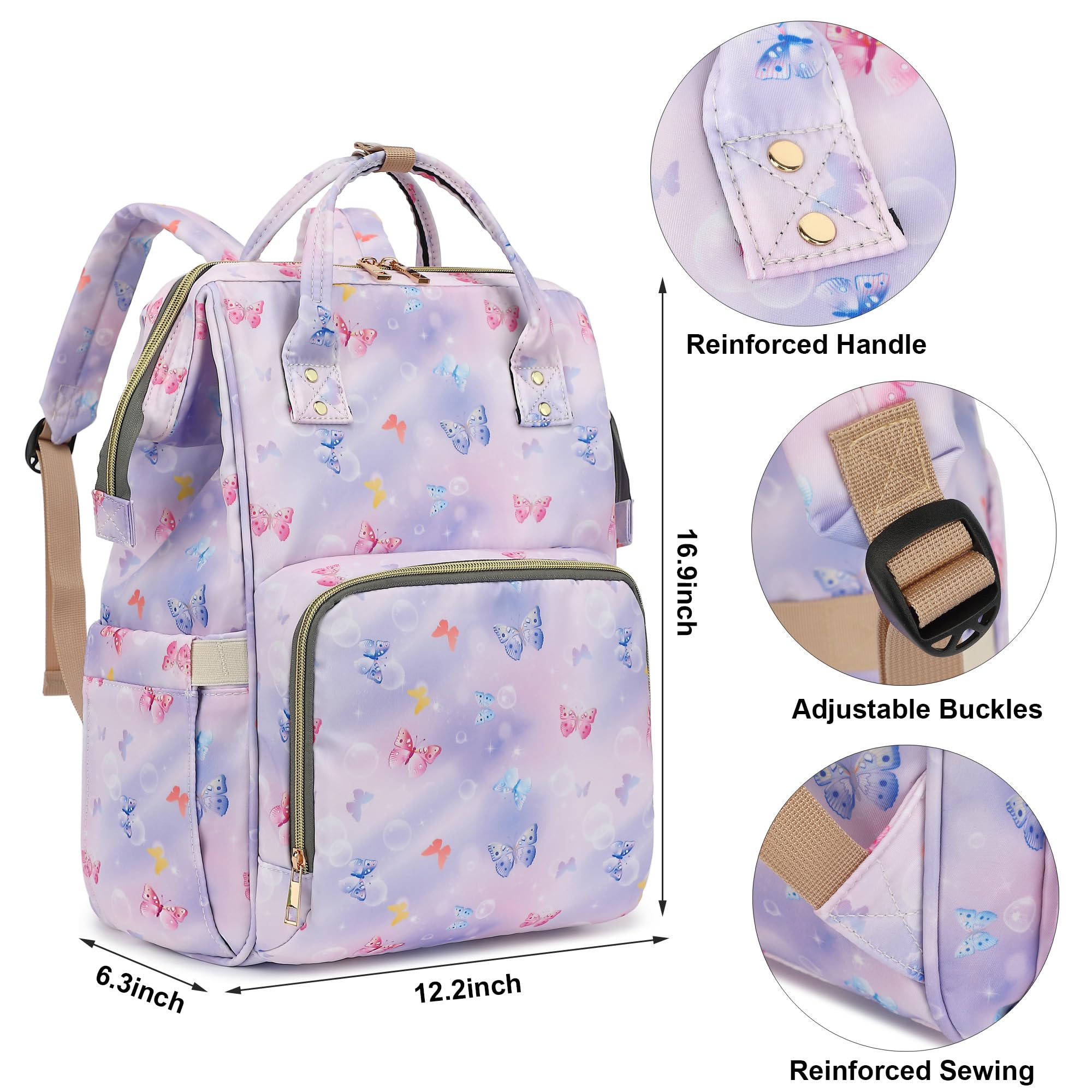 Butterfly Women Laptop Backpack 15.6 Inch for Work, School & Travel
