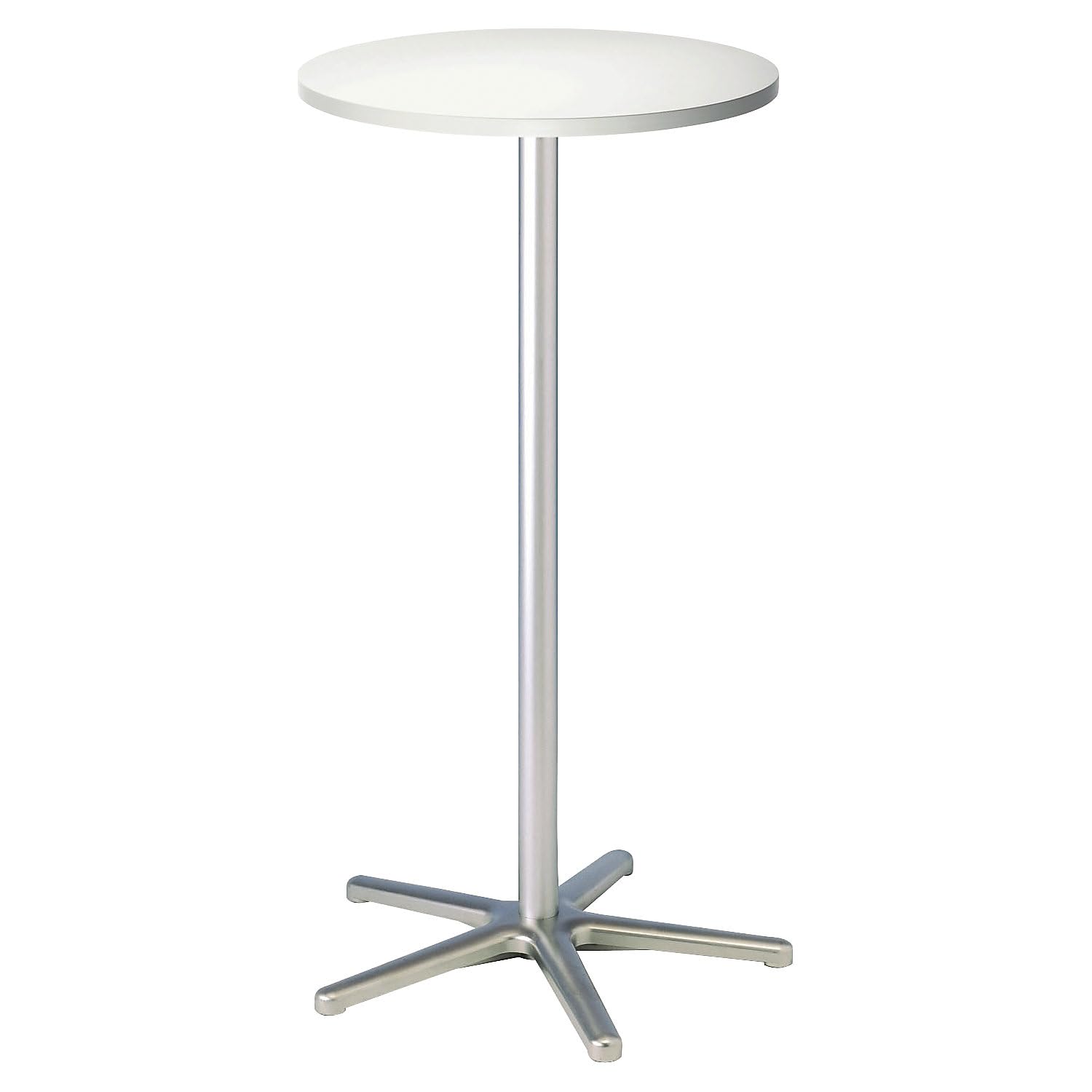 Modern Bar Table with 600mm Diameter & 1100mm Height - Silver Metal Frame & White Top - Perfect for Home Bars, Kitchen Islands & Small Space Dining