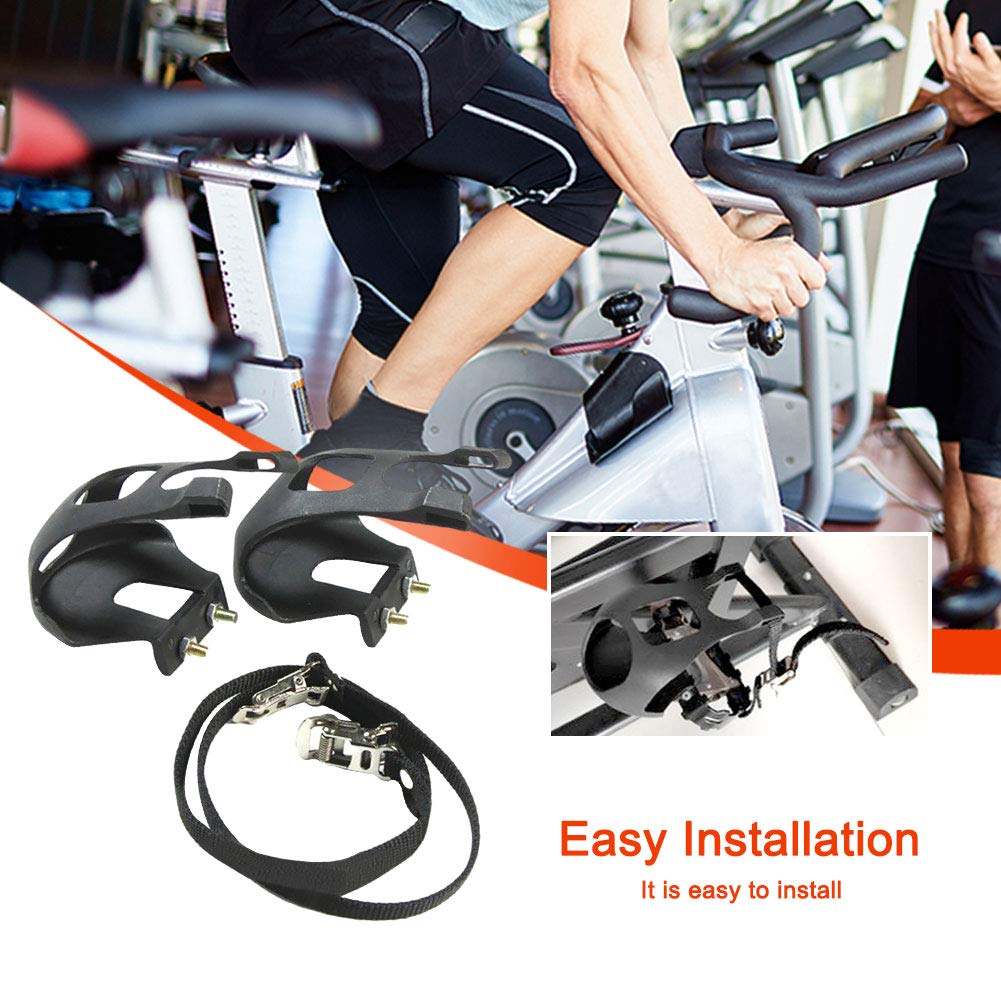 1 Pair Bike Pedals with Toe Clip & Strap - Durable Plastic Bicycle Pedals for MTB & Road Bikes - Perfect for Commuting, Training & Outdoor Cycling Adventures