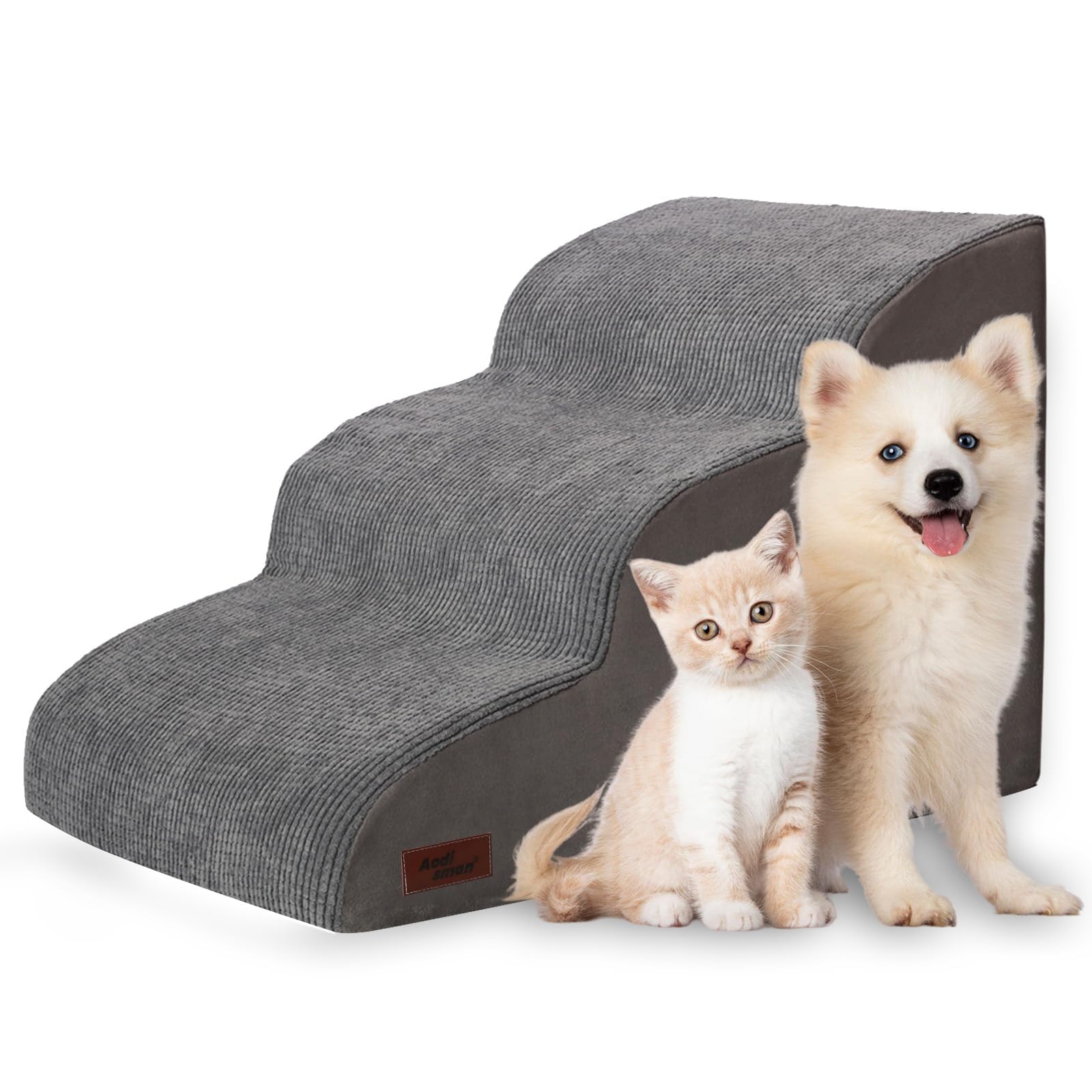 3-Tier Non-Slip Dog Ramp & Stairs for High Beds & Couches - Sturdy Pet Steps for Small Dogs - Perfect for Elderly Pets & Post-Surgery Recovery - Home & Travel Use