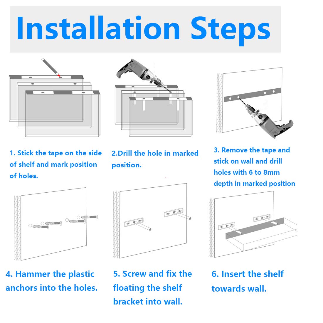 Heavy Duty Floating Shelf Brackets 5 Inch - 4 Pack Invisible Shelf Supports for Wall Mounted Shelves - Perfect for Living Room, Kitchen, Bathroom Storage & Display