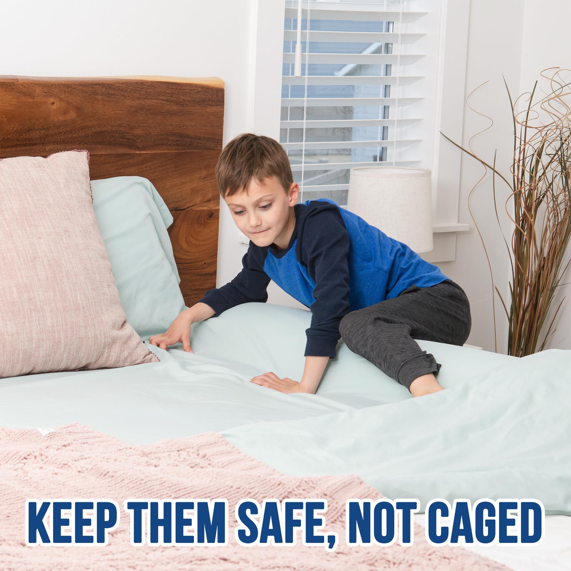 Primica Toddler Bed Bumpers - 2-Pack Hypoallergenic Foam Bed Rails for Queen, King & Twin Size Beds | Safe Baby Bed Guardrails for Kids Room, Daycare & Travel Use