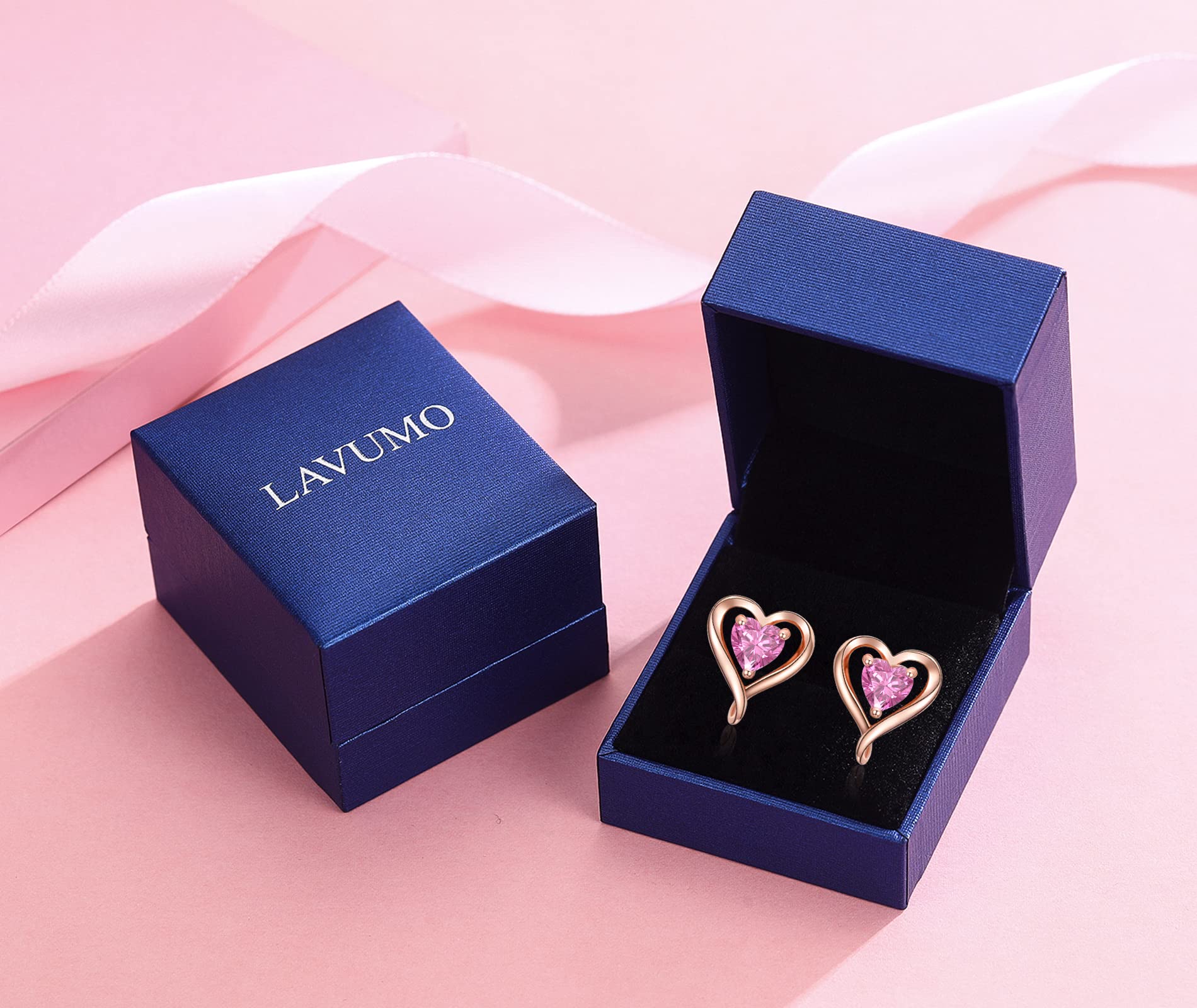 LAVUMO Heart Necklace and Earrings Set for Women - Romantic Anniversary, Birthday Gift for Wife, Girlfriend, Mom | Perfect for Valentine's Day, Mother's Day & Special Occasions
