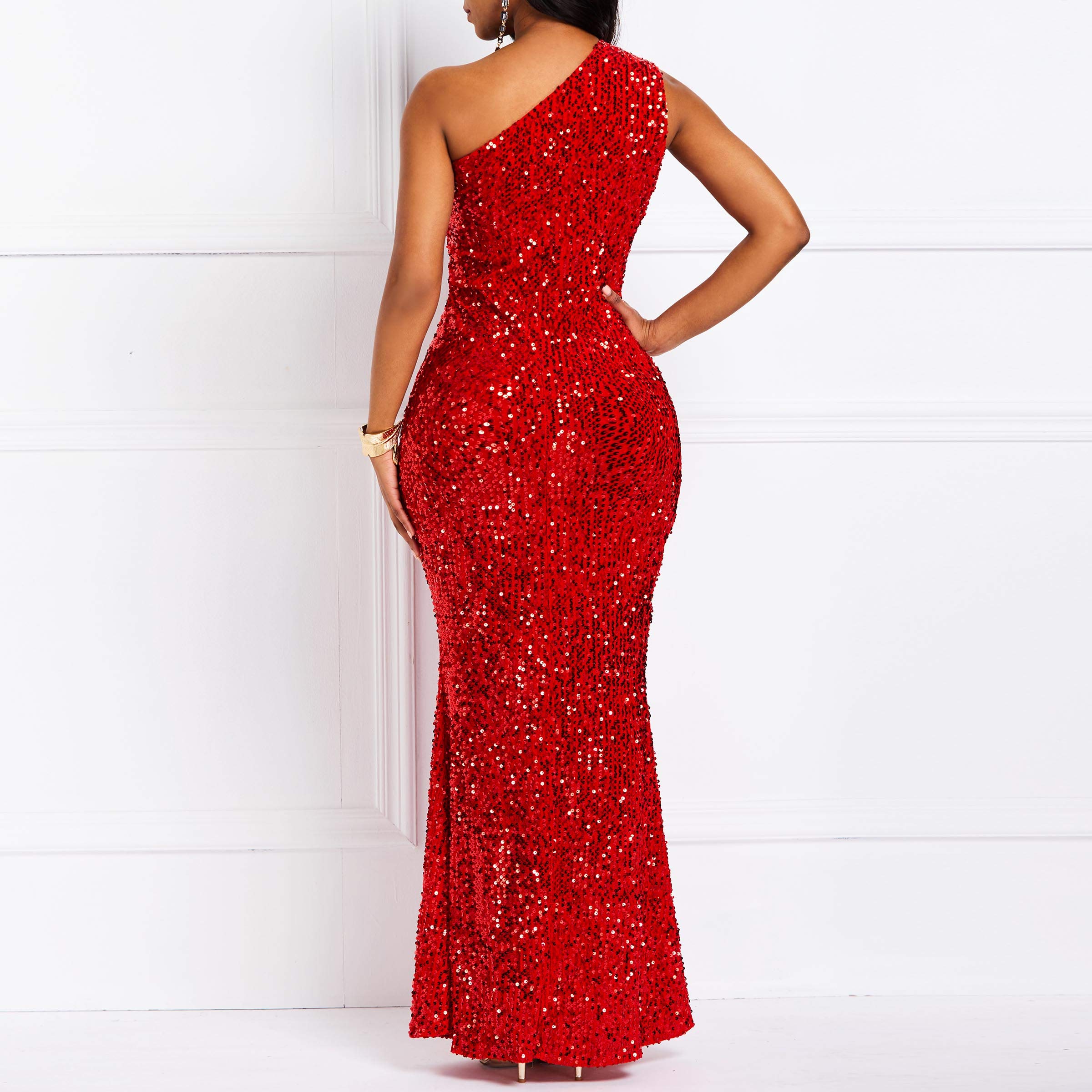 VERWIN Sequin Mermaid Maxi Dress for Women - Sleeveless V-Neck Bodycon Party Gown with Slit | Perfect for Evening Events, Prom, Cocktail Parties & Special Occasions