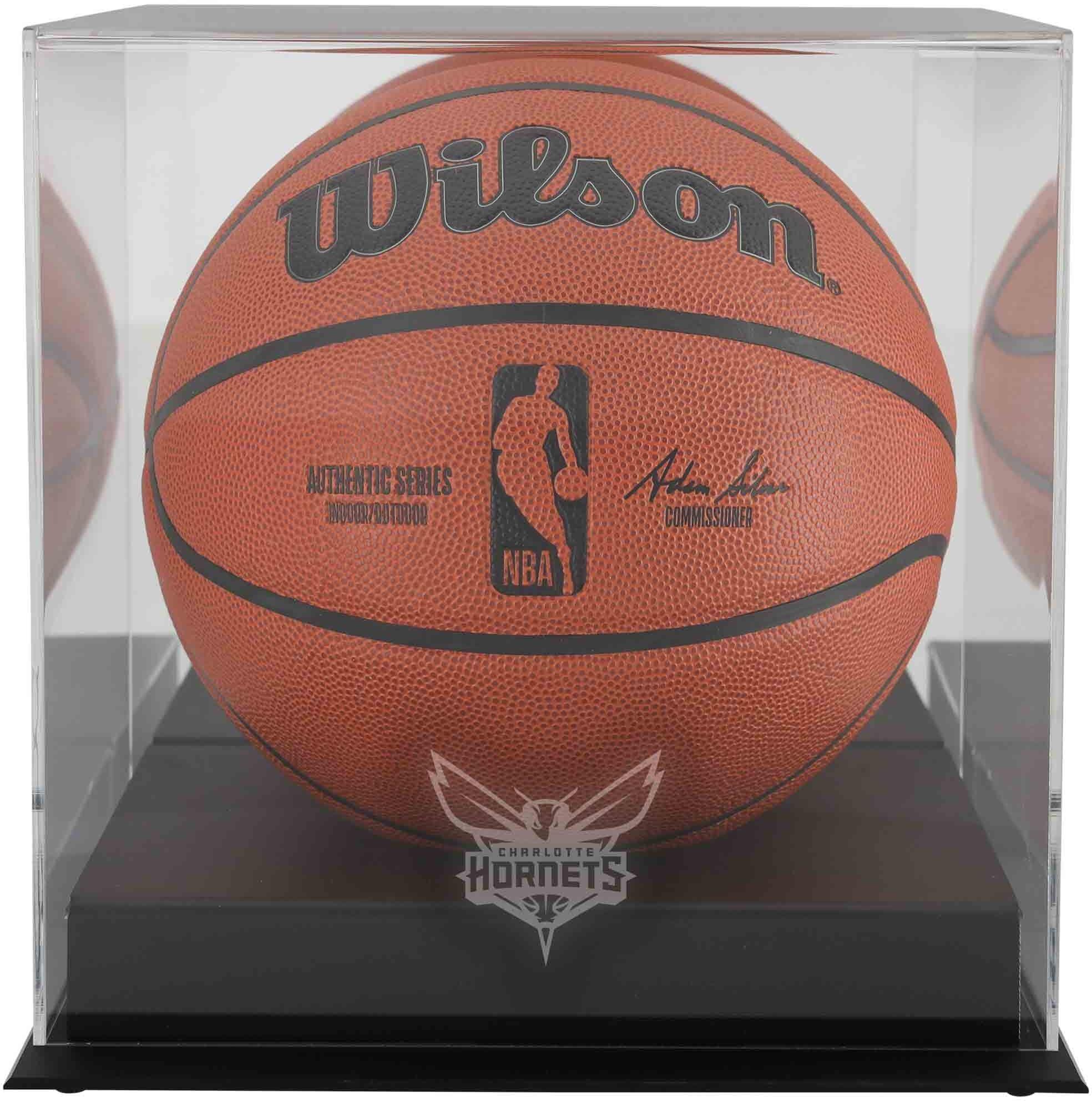 Charlotte Hornets Team Logo Basketball Display Case with Mirrored Back - Premium NBA Collectible Showcase for Jerseys, Autographed Balls & Memorabilia - Perfect for Home, Office or Man Cave Decor
