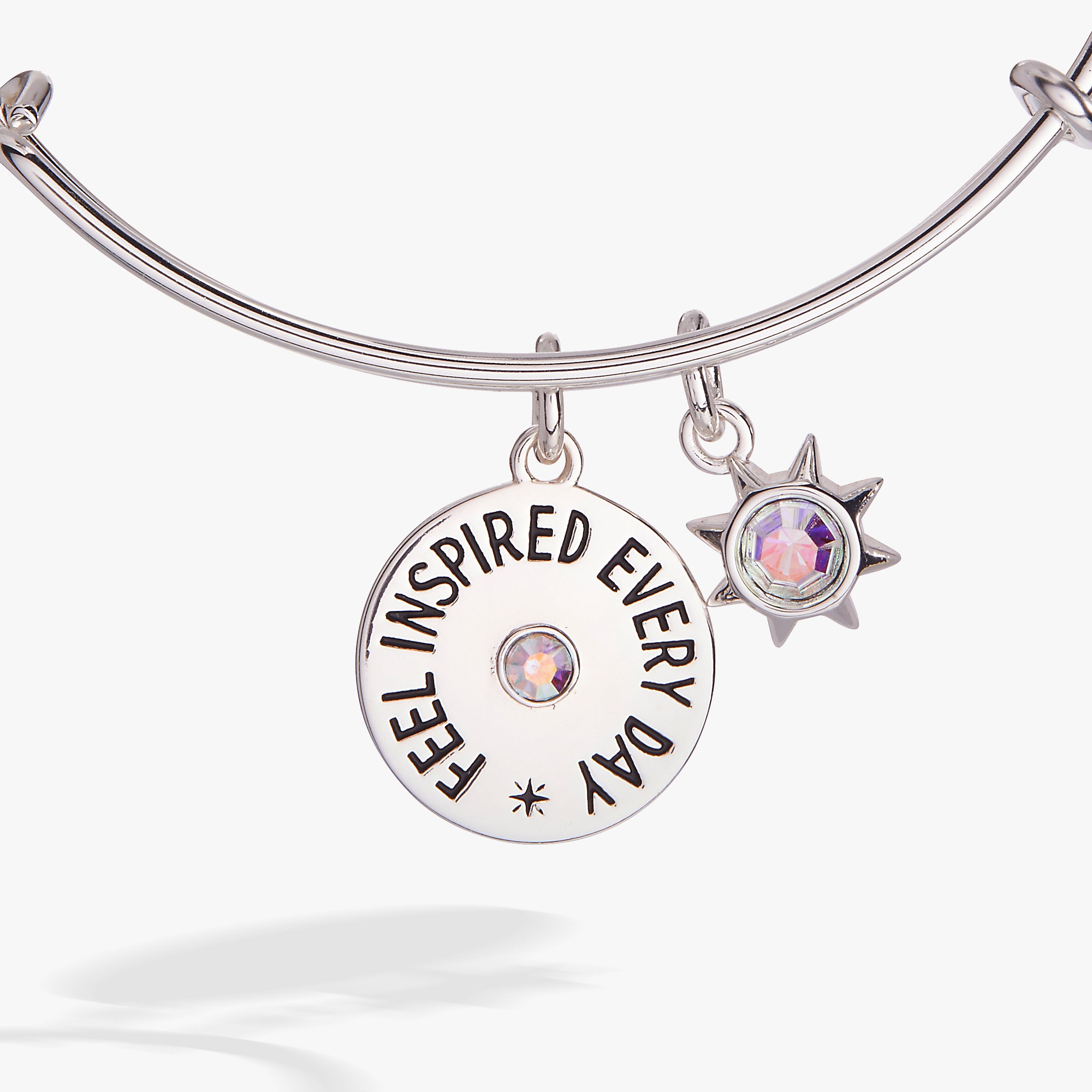 Inspirational Mantra Charm Bangle - 'Feel Inspired Every Day' Motivational Bracelet for Women, Yoga Meditation Jewelry, Daily Affirmation Gift