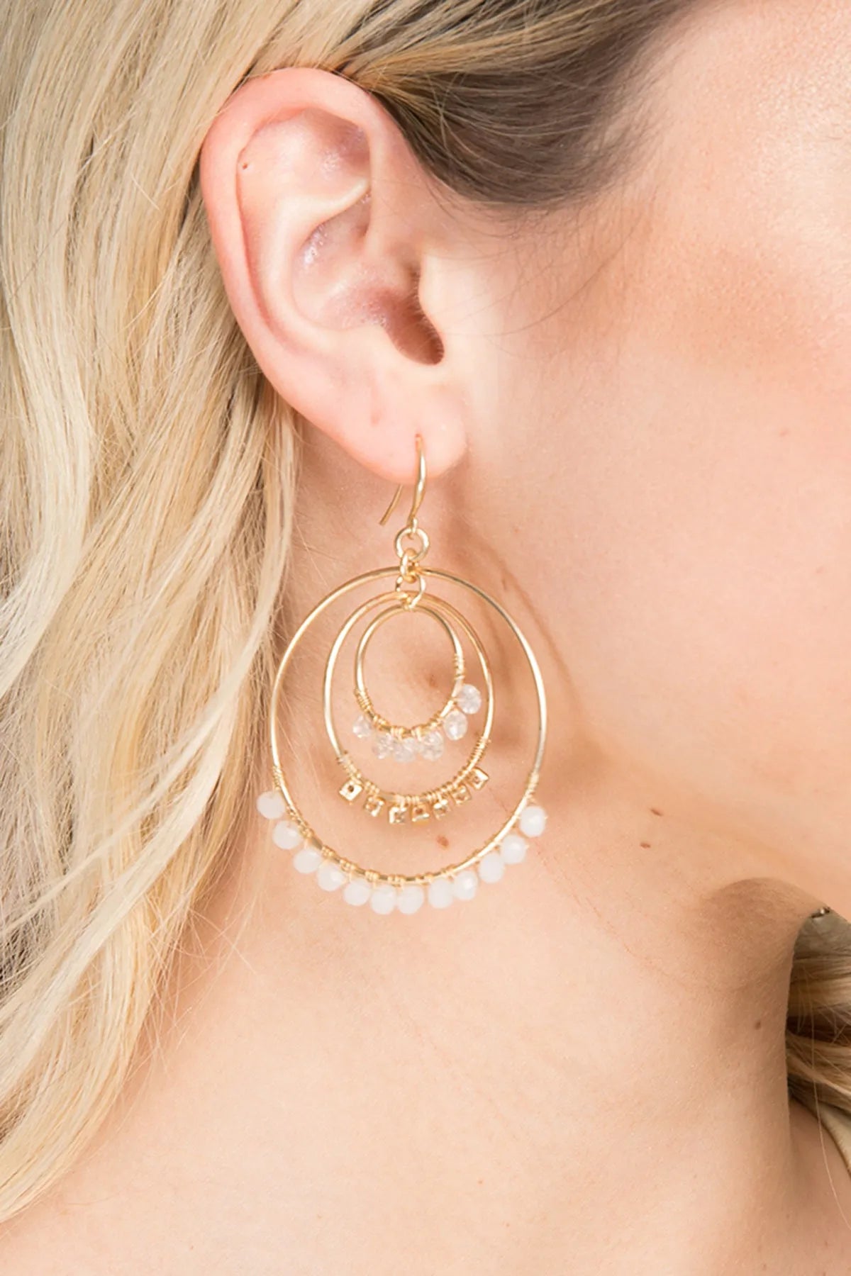 Beaded Multi Hoop Earrings for Women - Boho Chic Dangle Earrings with Beads - Perfect for Parties, Weddings & Everyday Wear