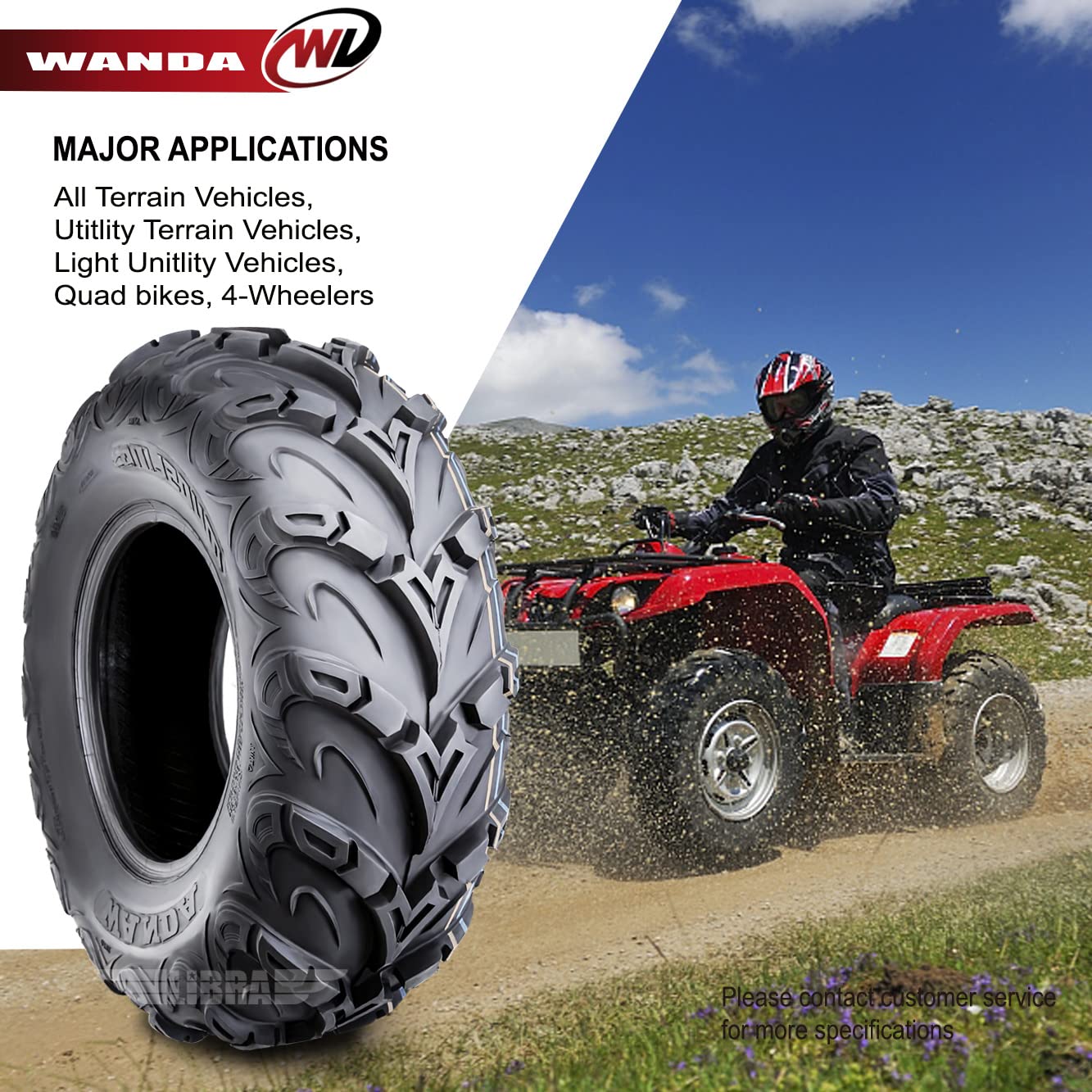 Premium 8 Ply ATV/UTV Tires 24x8-12 24x8x12 - Heavy Duty Mud Terrain Tires for All-Terrain Vehicles - Set of 2 - Ideal for Off-Roading, Hunting & Farm Work