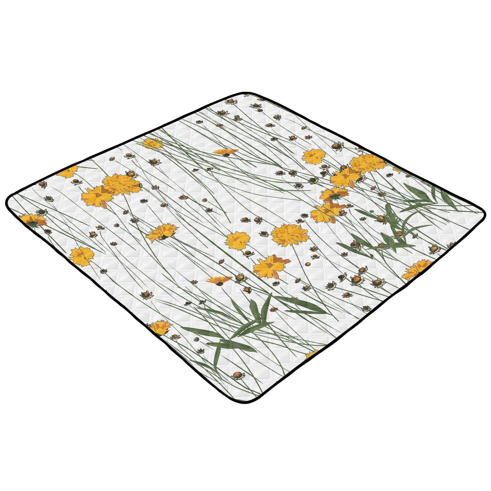 **Premium Soft Foam Baby Play Mat - Meadow Yellow Floral Pattern, 50