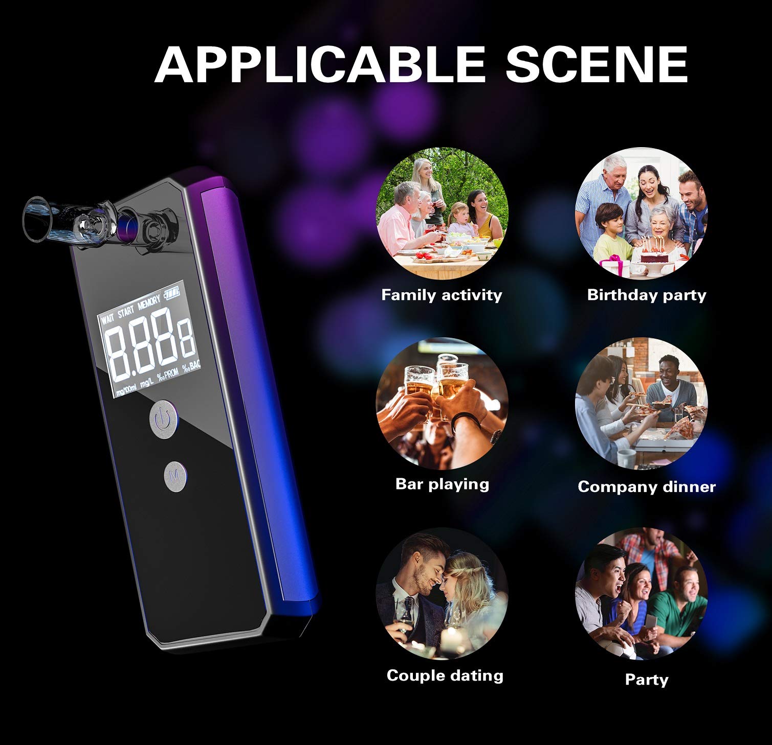 Professional Fuel Cell Sensor Breathalyzer - High Accuracy USB Rechargeable Alcohol Tester for Police & Personal Use | Includes 10 Mouthpieces | Perfect for Law Enforcement, Workplace Testing & Home Safety