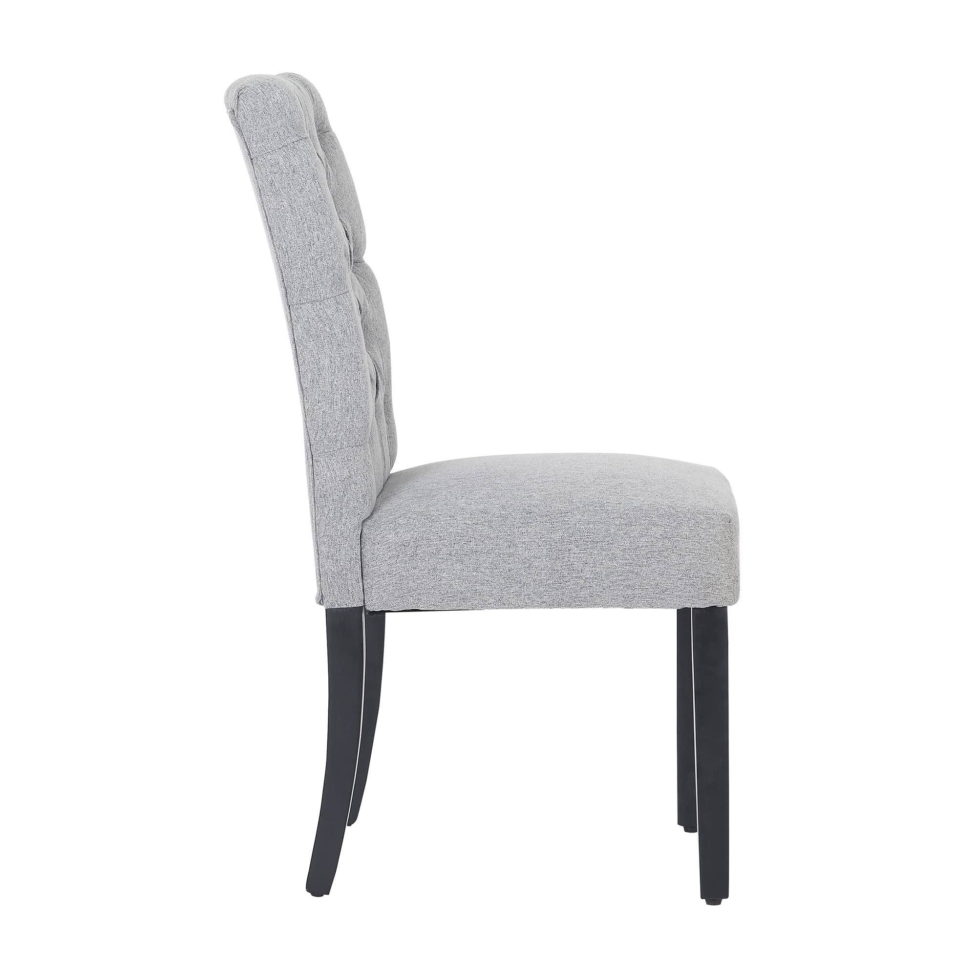 WestinTrends Hayes Tufted Dining Chairs - Linen Upholstered Kitchen & Dining Table Chairs with Solid Wood Legs in Gray | Perfect for Modern Farmhouse, Restaurant Style & Home Decor