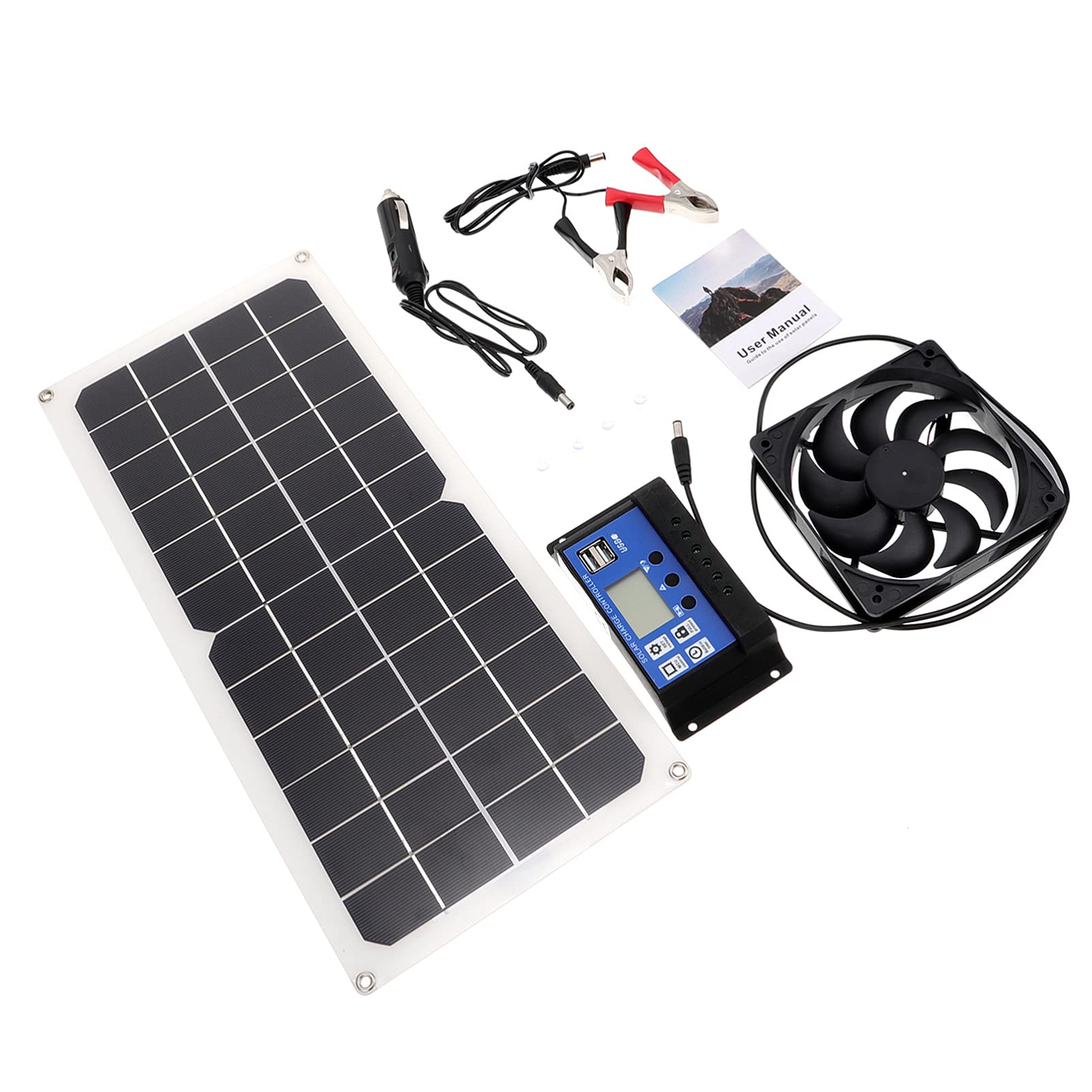 Happyyami Solar Powered Exhaust Fan Kit - Portable, Lightweight Ventilation Fan for Greenhouses, Sheds, and Home Cooling | Solar Panel Included