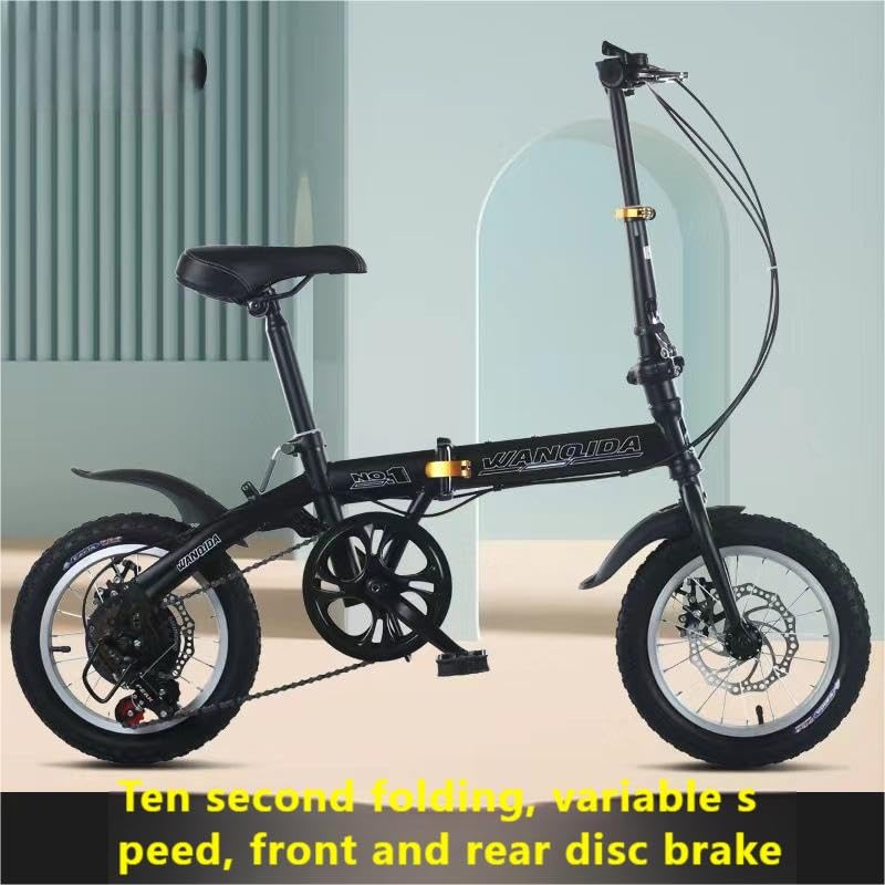 14 Inch Folding Bike - 6 Speed Lightweight Commuter Bicycle for Men & Women, Portable Compact City Bike in White | Perfect for Urban Commuting, Campus Travel & Public Transport