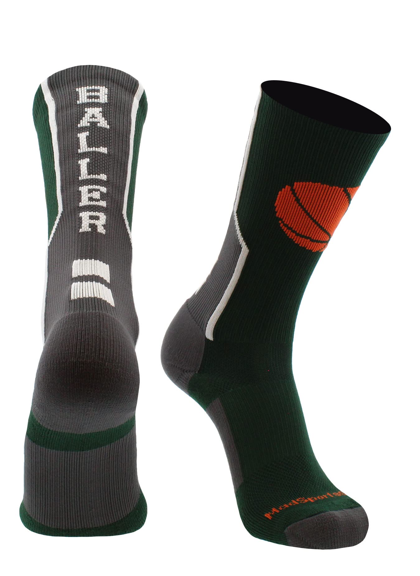 Baller Basketball Socks with Basketball Logo - Crew Length Performance Socks for Men & Women - Perfect for Basketball Games, Training & Sports Enthusiasts