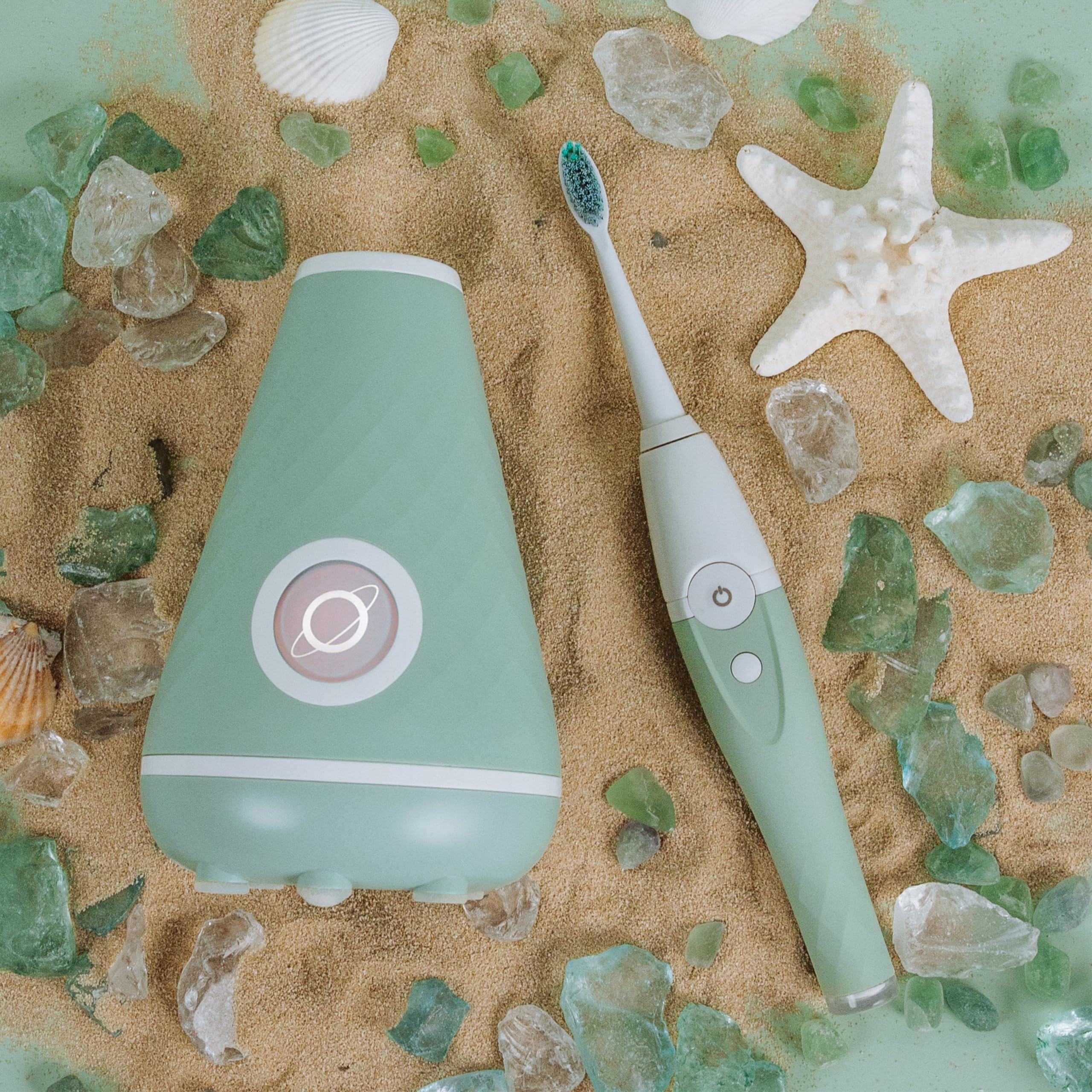 TAO Clean UV Sanitizing Sonic Electric Toothbrush with Cleaning Station - 2 Speed Settings, Seaglass Green | Professional Dental Care for Home & Travel Use