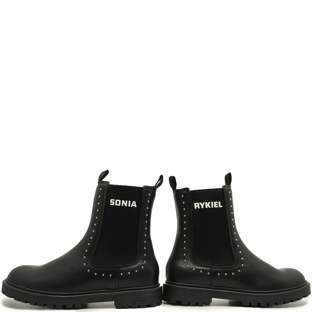 Sonia Rykiel Women's Black Leather Slip-On Ankle Boots - Comfortable & Stylish for Casual Outings, Work & Evening Wear