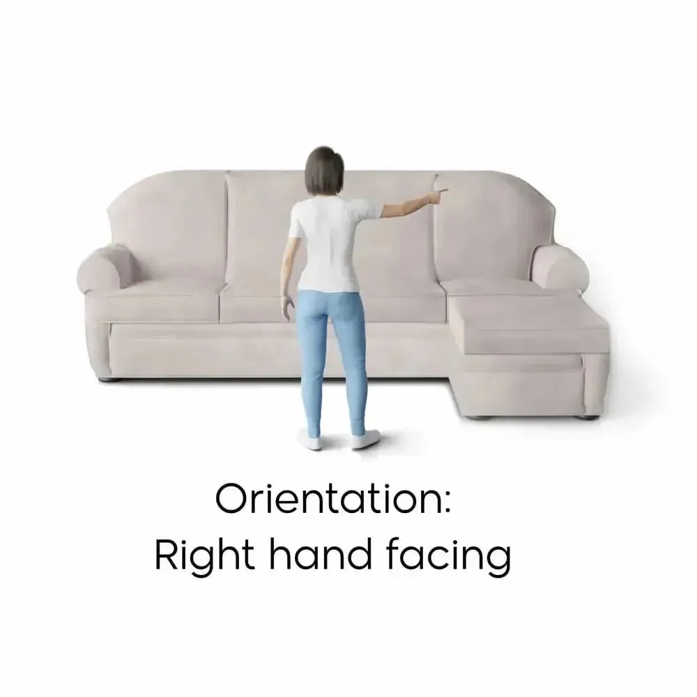 L Shaped Sofa Slipcover with Right Chaise - Mille Righe Collection Stretchable Furniture Protector for Living Room, Family Room & Home Theater