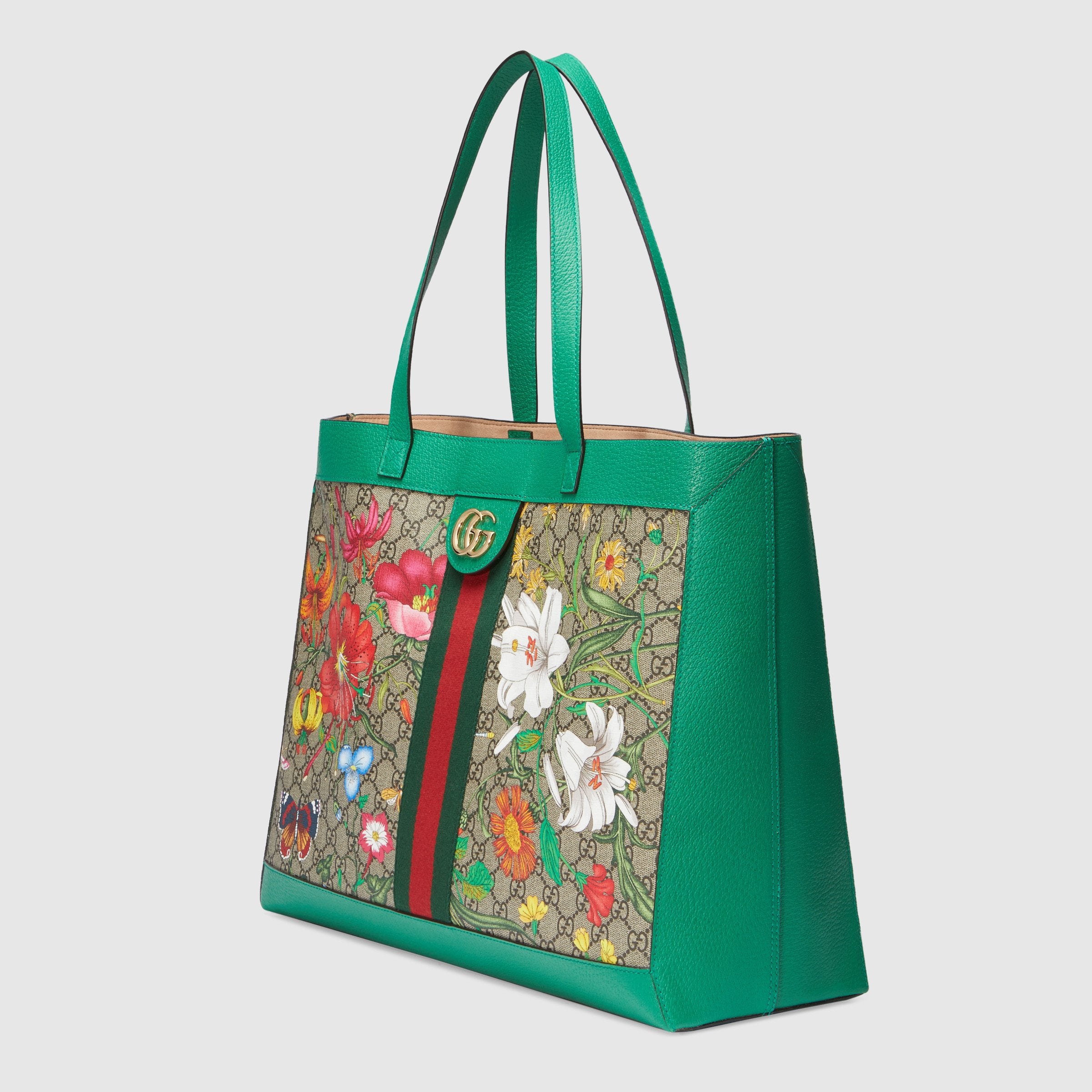 Gucci Ophidia GG Flora Medium Tote Bag in Green - Luxury Designer Handbag for Women, Perfect for Work, Travel & Everyday Use
