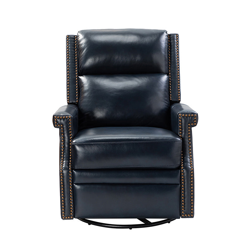 Canace Modern Genuine Leather Manual Glider Rocker Recliner Chair - Comfortable Swivel Lounge Chair for Living Room, Nursery, and Office Relaxation