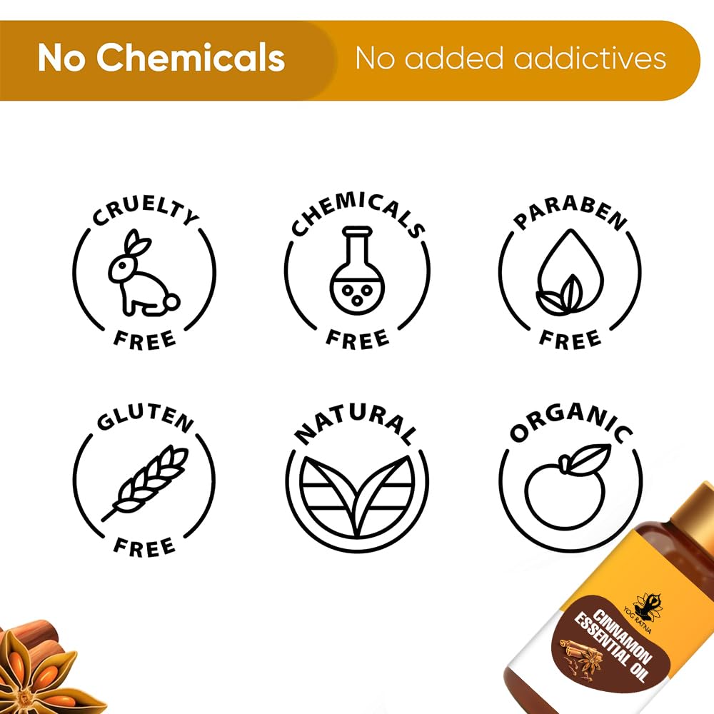 100% Pure Natural Cinnamon Essential Oil for Skin & Hair Care, Home Aromatherapy Diffuser, Undiluted Therapeutic Grade (30ml) - Perfect for Relaxation, Massage & DIY Beauty Products