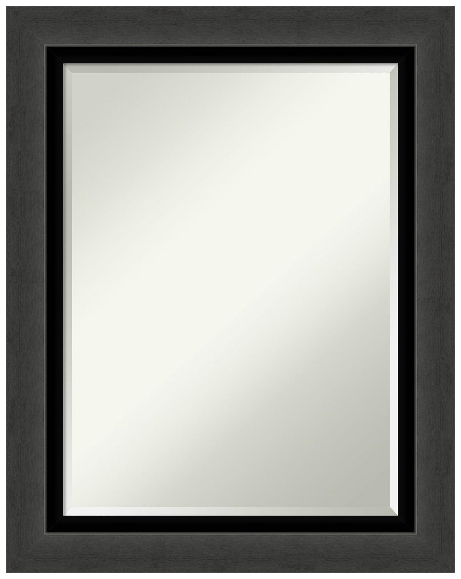 Amanti Art 29x23 Inch Black Rectangle Wall Mirror - Tuxedo Black Frame, Horizontal or Vertical Hanging, Beveled Edge - Perfect for Bathroom Decor, Living Room Wall Art, Bedroom & Entryway - Handcrafted in USA
