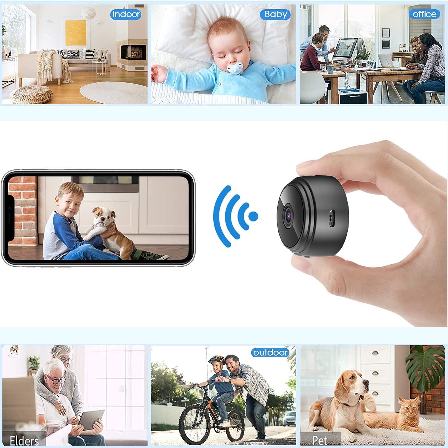 GUIRUO Mini Spy Camera - 1080P HD Wireless Hidden Camera with Night Vision & Motion Detection | Portable Small Security Camera for Home, Nanny, Baby Monitoring | Indoor & Outdoor Surveillance for Offices, Cars, and Personal Safety