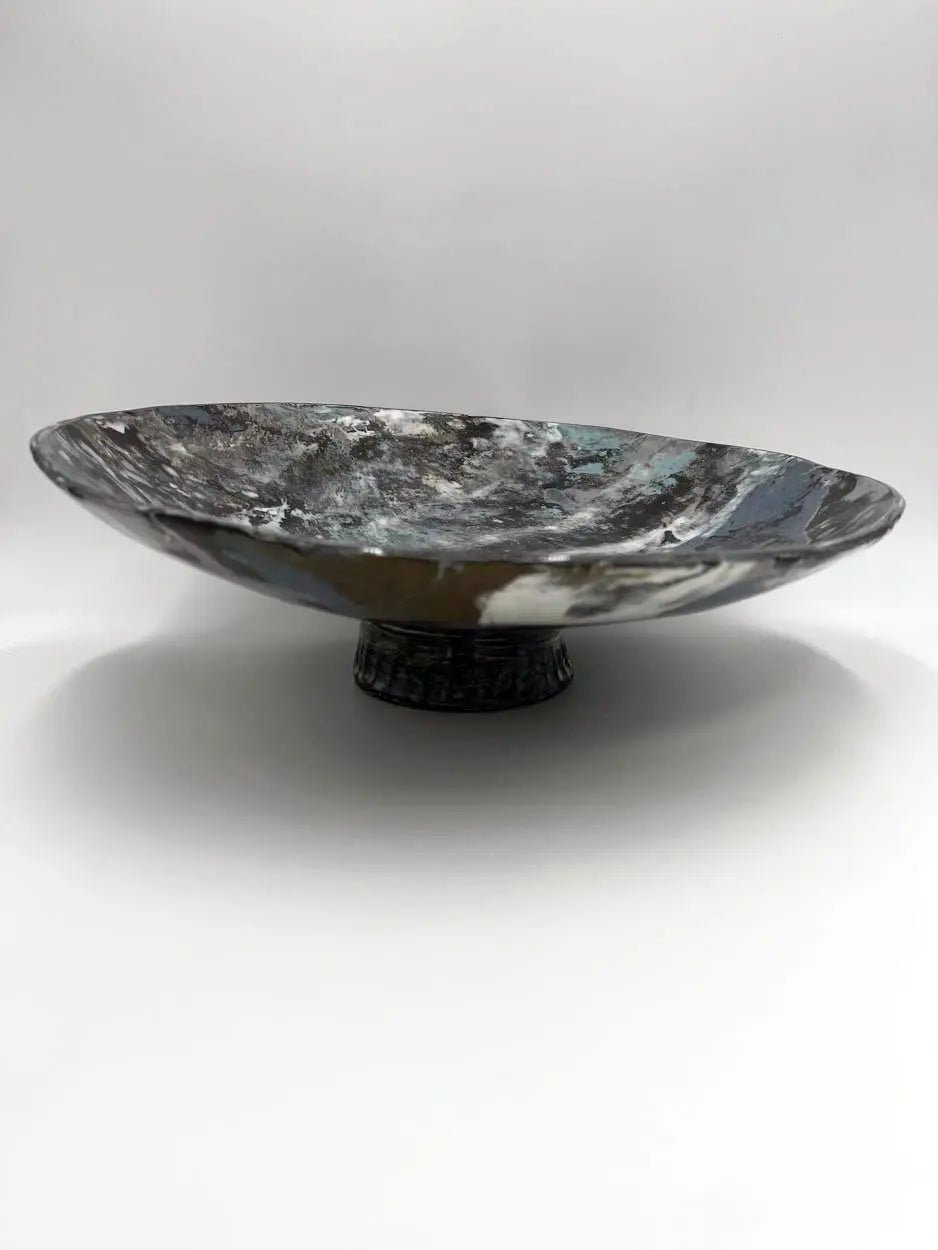 Handmade Marbled Clay XL Slant Serving Dish - Elegant Appetizer Platter for Charcuterie, Cheese & Desserts | Perfect for Dinner Parties, Weddings & Entertaining