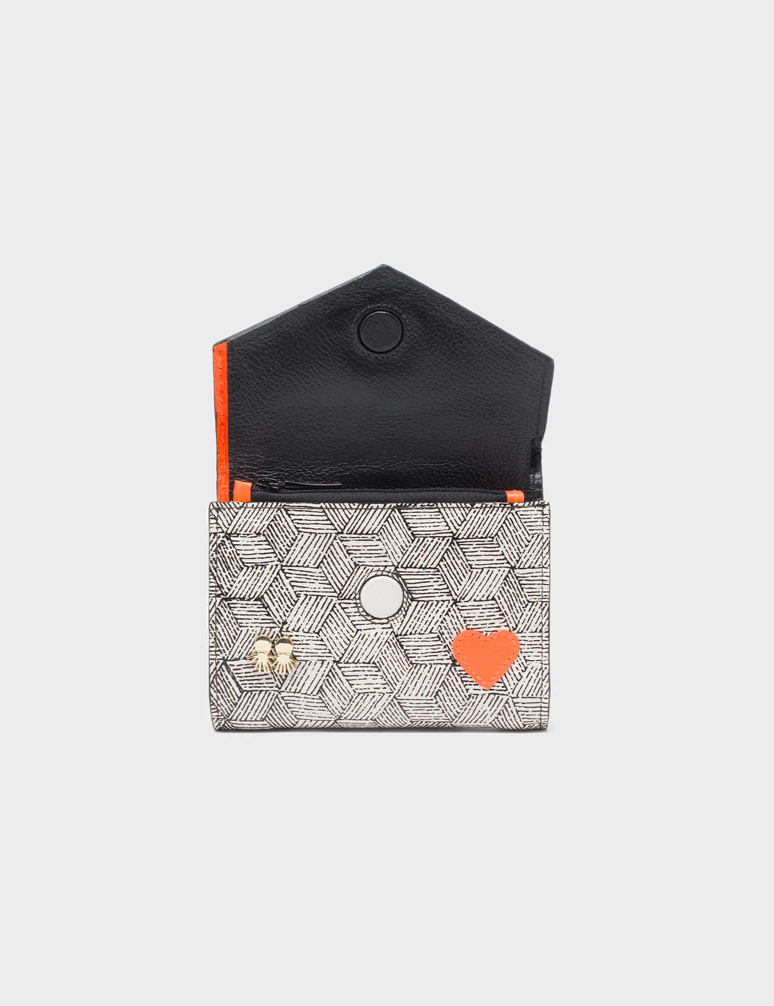 Fiona Black and Cream Leather Wallet with All Over Eyes Embroidery - Stylish and Durable Wallet for Women, Perfect for Everyday Use, Travel, and Gift Giving