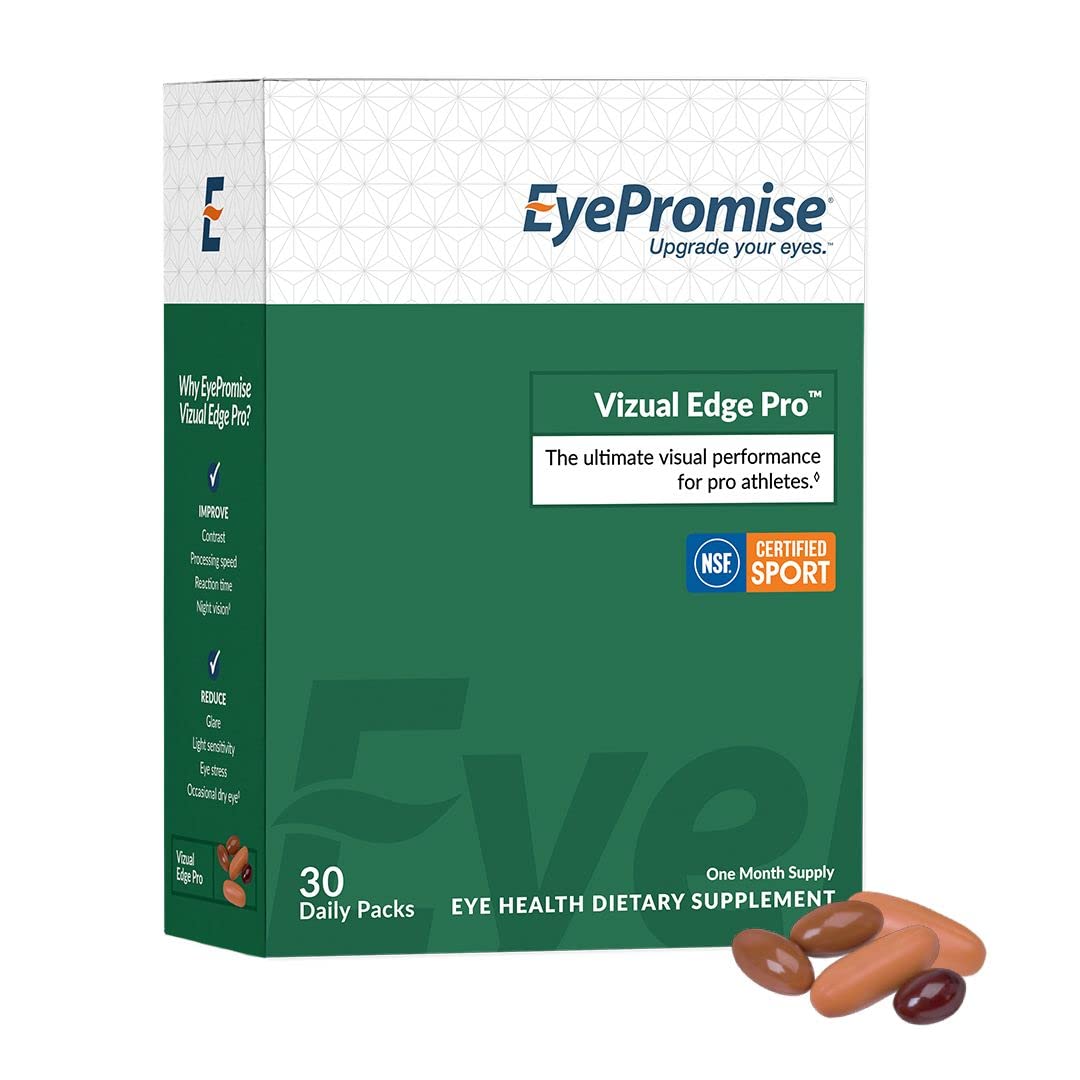 EyePromise Vizual Edge Pro Performance Eye Vitamin - 30-Day Supply Single Serving Packets - NSF Certified for Sports - Supports Visual Acuity & Eye Health for Athletes & Gamers