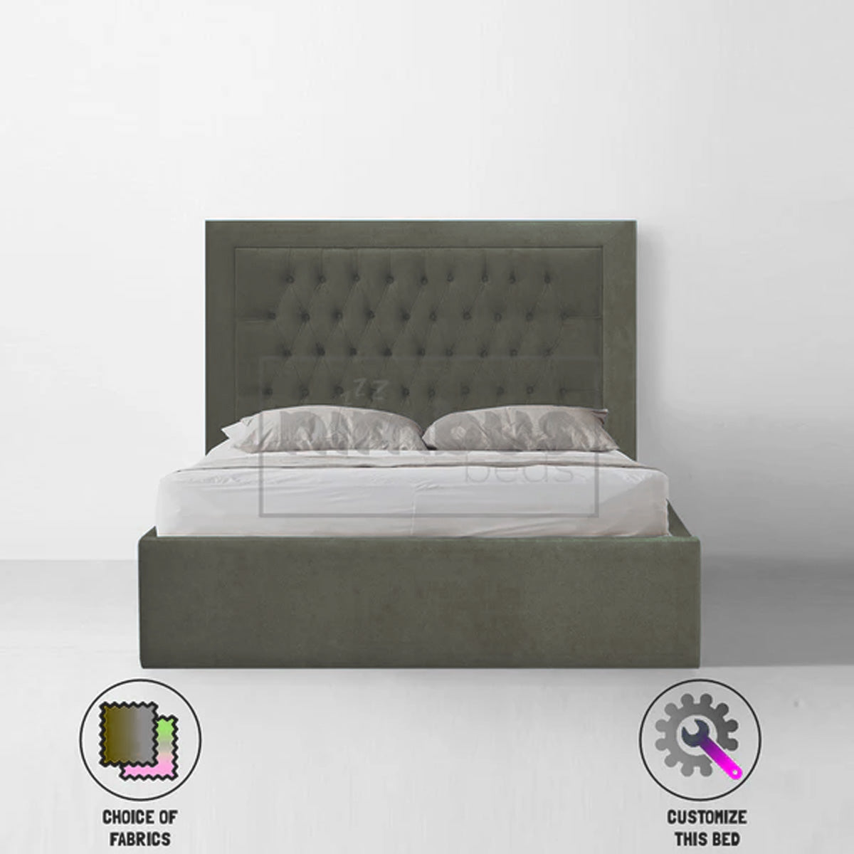 Chesterfield Bumper Bed Frame - Queen Size Upholstered Platform Bed with Tufted Headboard for Bedroom | Perfect for Modern, Classic & Luxury Home Decor