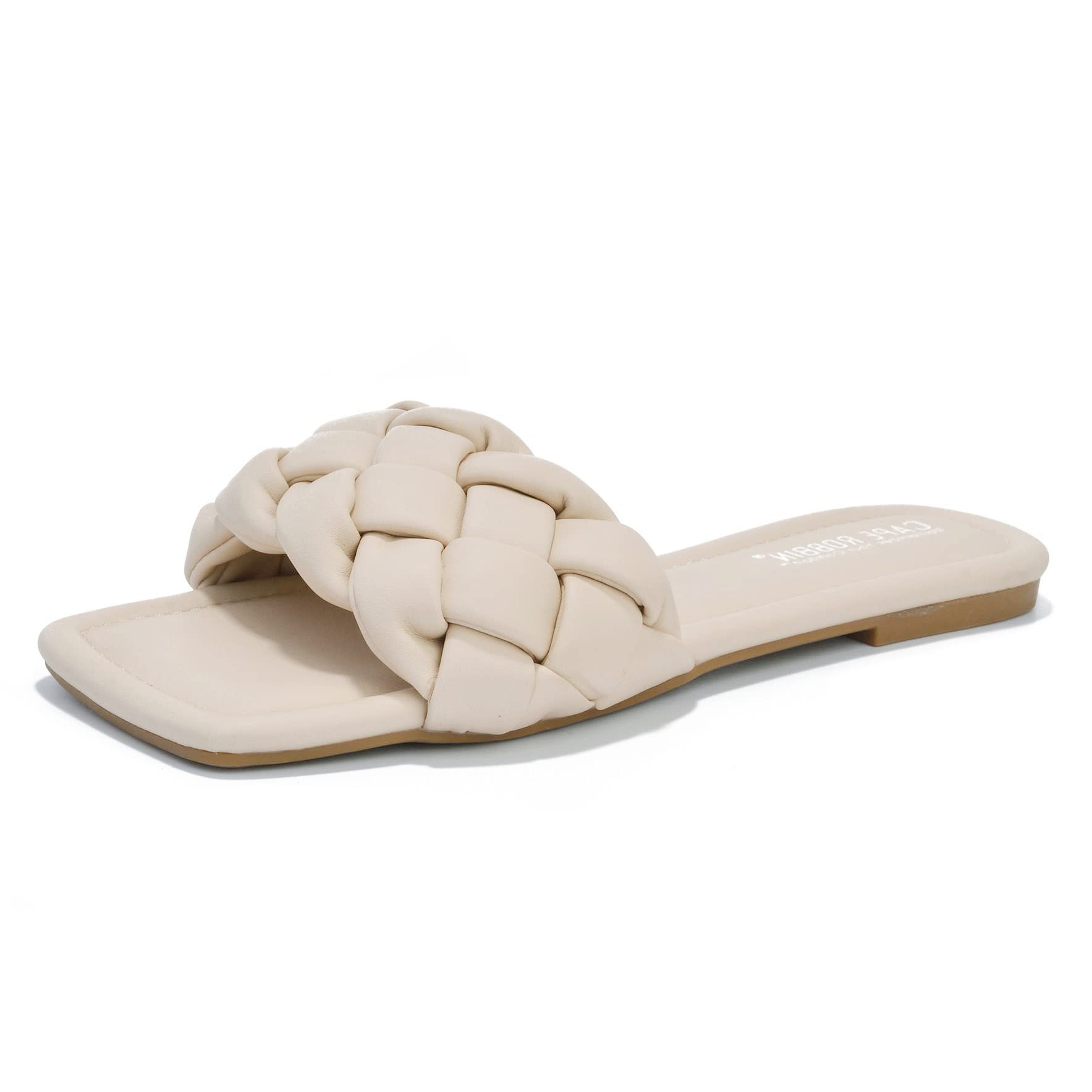 Cape Robbin Women's Vagabond Sandals - Square Toe Flat Braided Sandals | Woven Slip-On Mules for Women | Perfect for Beach, Vacation & Summer Outfits