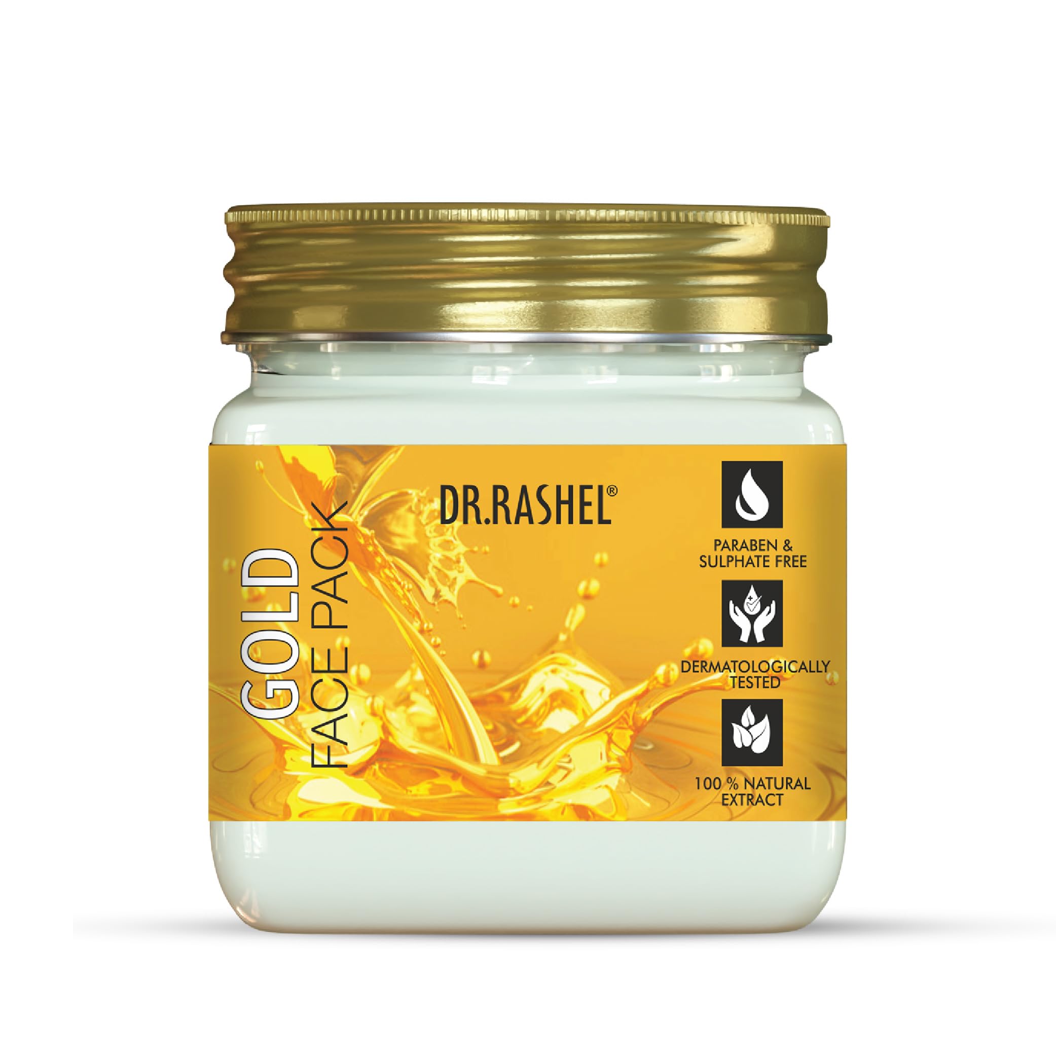 DR.RASHEL Gold Face Pack for Glowing Skin - Oil Control, Acne Treatment, Pimple Removal, Detan & Brightening - 380ml Face & Body Cleanser for Clear & Radiant Skin | Perfect for Daily Skincare & Spa Nights
