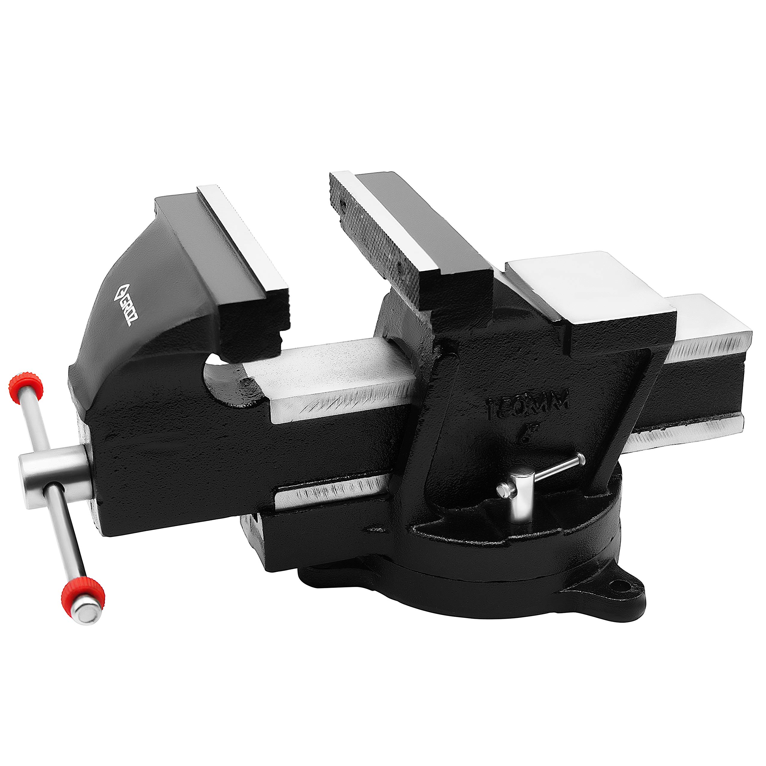 Groz 35483 6 Inch Heavy Duty Swivel Base Mechanic Bench Vise - Perfect for Metalworking, Woodworking & DIY Projects in Home Garage or Workshop