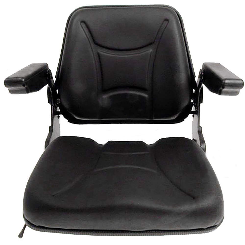 RAParts Universal Tractor Seat - Fold Down Back & Adjustable Arm Rests - Heavy Duty Replacement Seat for John Deere, Kubota & More - Perfect for Farming, Landscaping & Outdoor Equipment