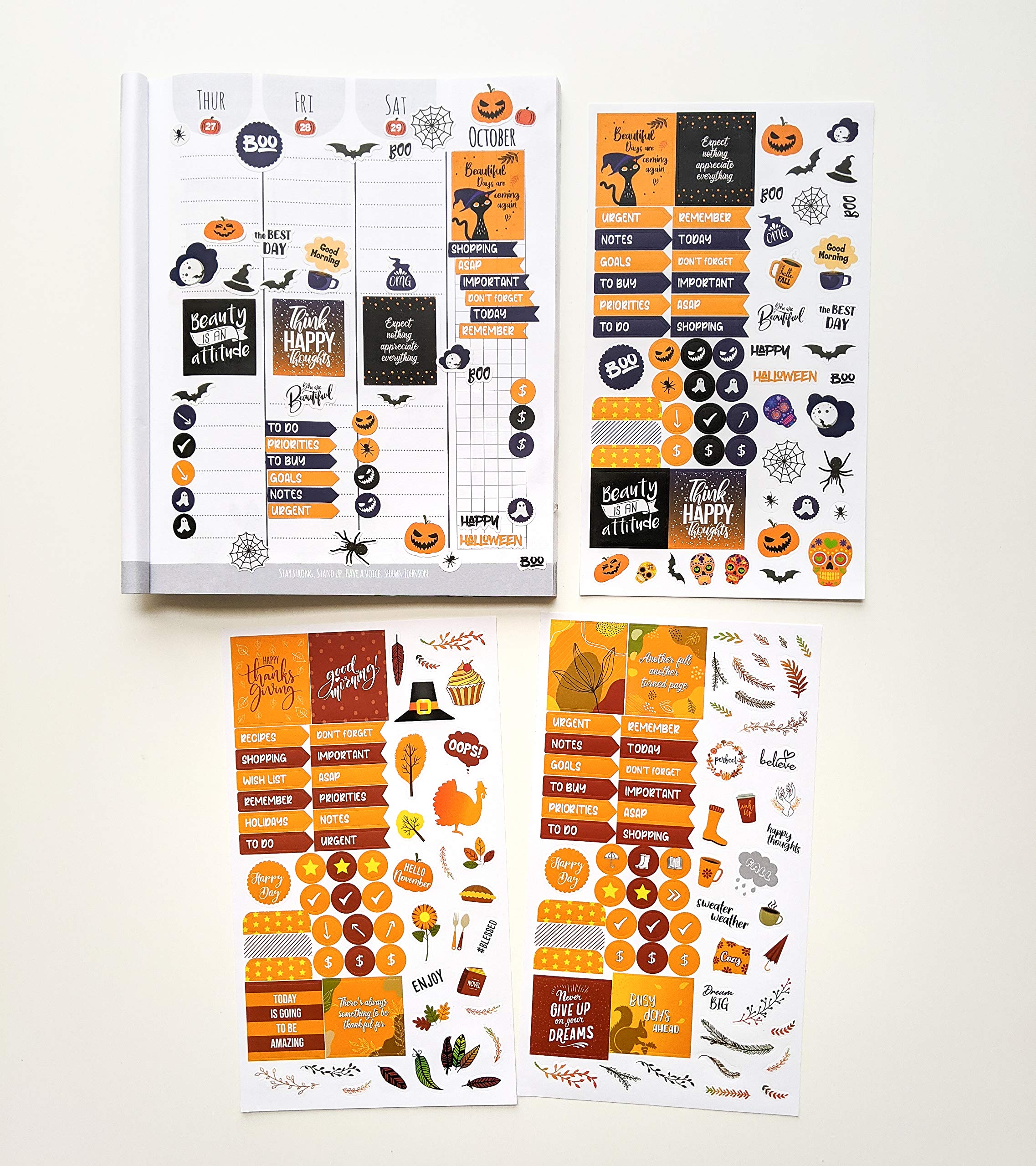 Aesthetic Planner Stickers - 718 Productivity, Seasonal & Holiday Stickers (13 Sheets) - Perfect for Bullet Journals, Calendars, Planners & DIY Scrapbooking - Great for Organizing, Gift Giving & Creative Planning