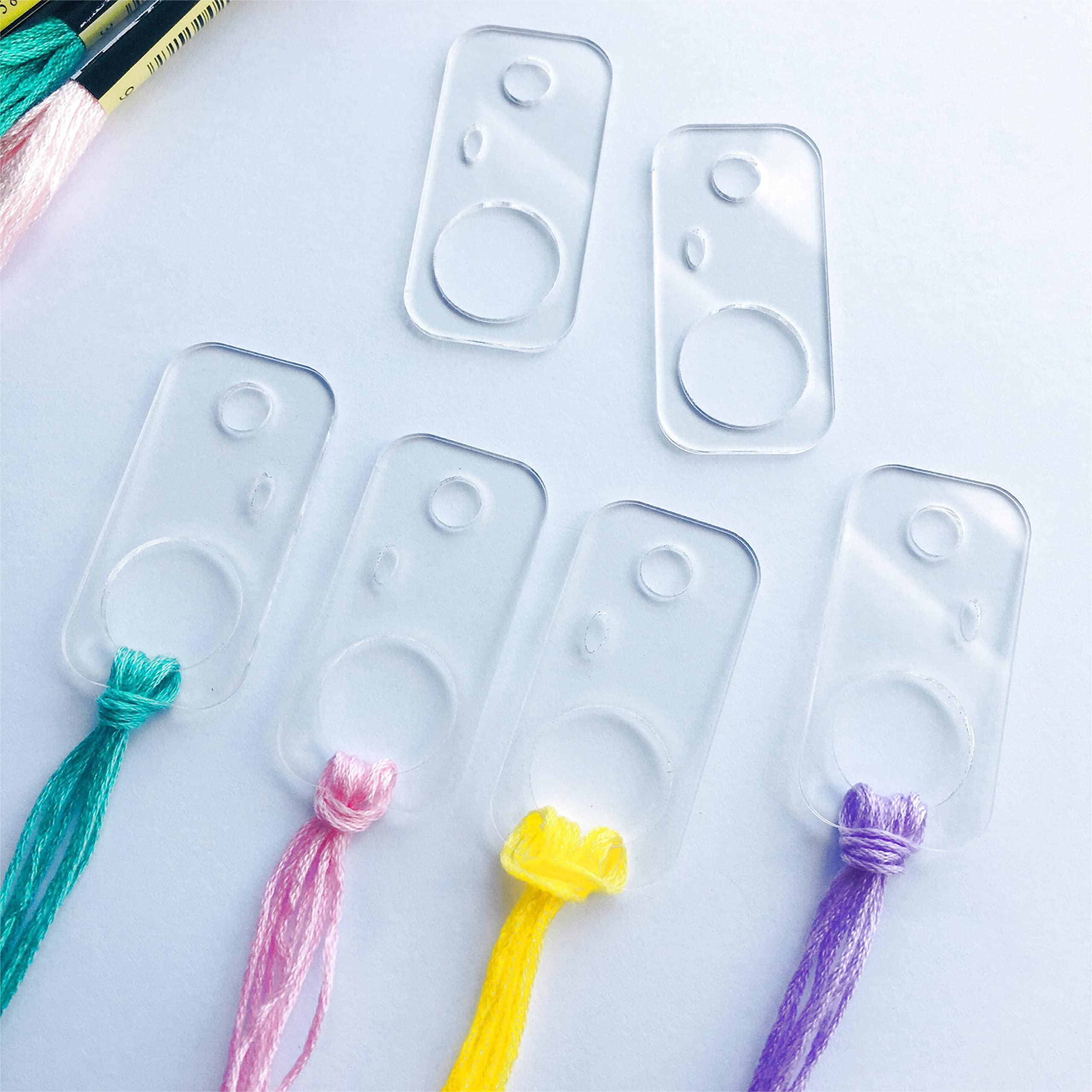 Clear Acrylic Rectangle Floss Drops - 20pcs Embroidery Thread Organizer Chips for Cross Stitch & Needlework - Perfect for Craft Storage and DIY Sewing Projects