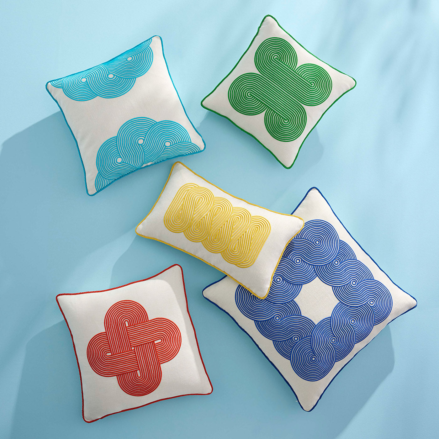 Pompidou Aqua Half Circles Pillow - Stylish Decorative Throw Pillow for Sofa, Bed & Home Decor - Perfect for Living Room, Nursery & Boho Chic Interiors