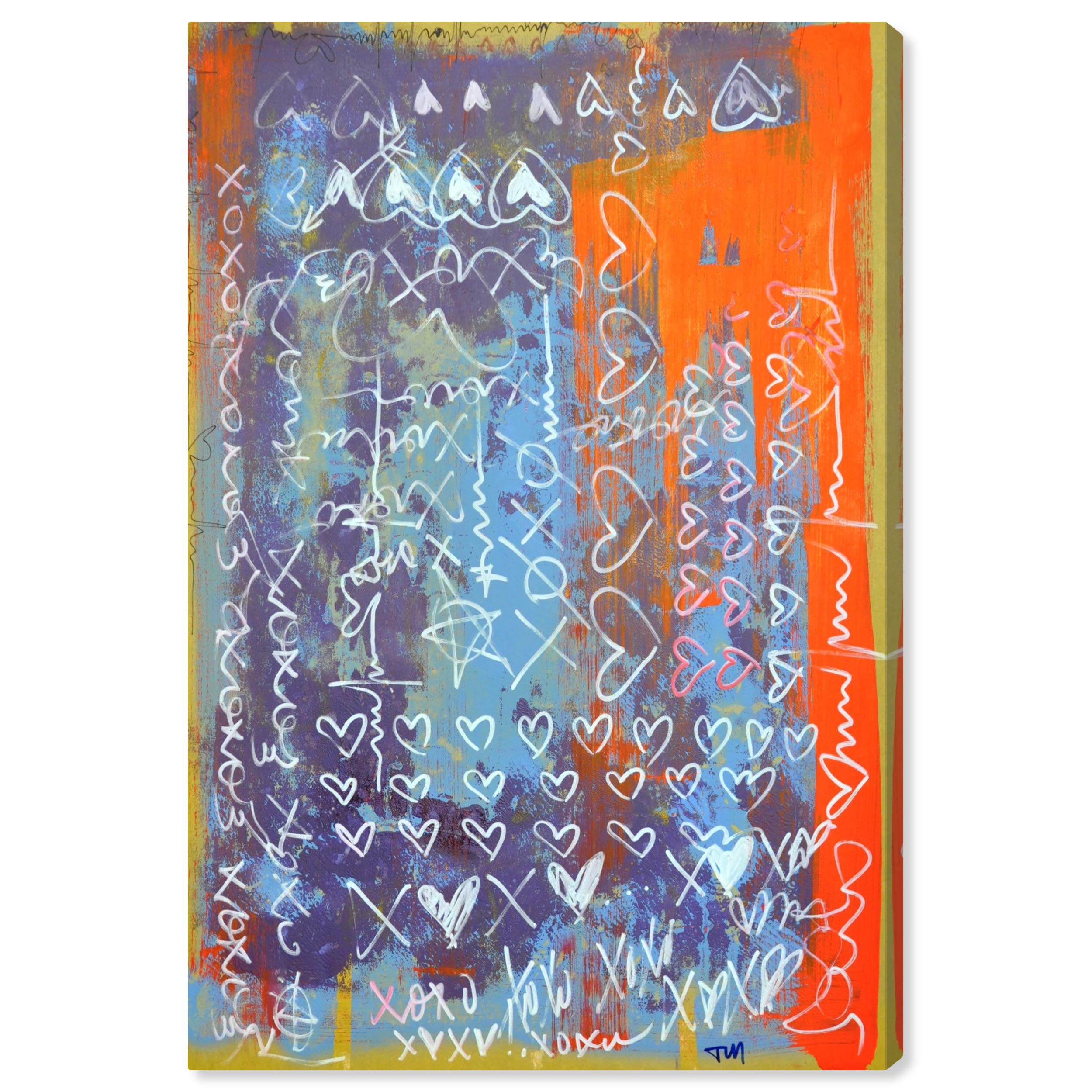 Oliver Gal Abstract Wall Art Canvas Print 'Sangue' - 24x36 Inch Modern Orange & Blue Painting for Living Room, Bedroom & Office Décor | Ready to Hang Home Decor