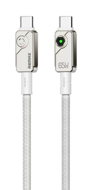Remax Fast Charging 3A Type C to Type C Cable 1M - Durable Zinc Alloy Braided USB C Cable for Samsung Galaxy, iPhone 15, MacBook, iPad - Perfect for Travel, Office & Home Charging