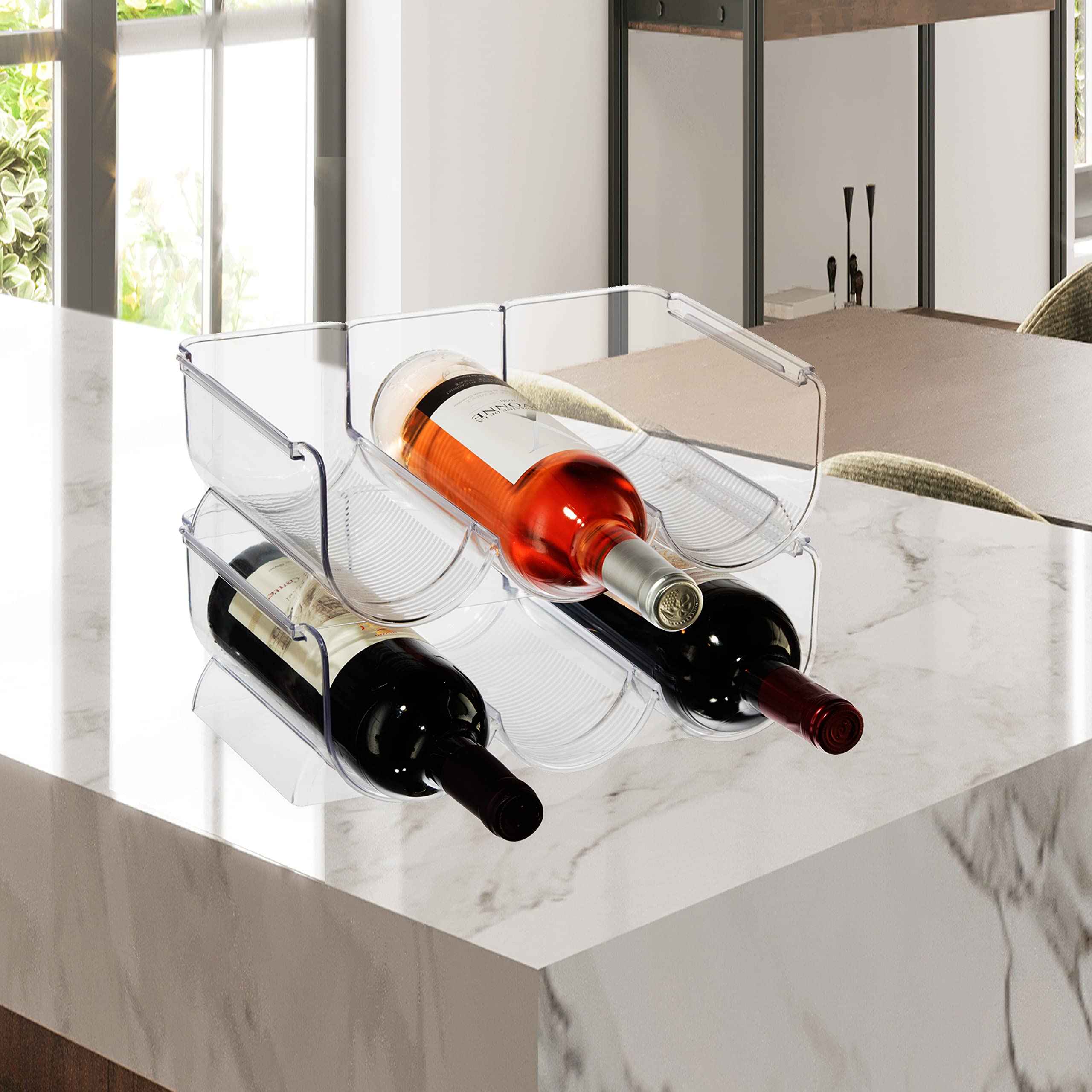 Oggi 6-Bottle Wine Rack - Clear Stackable Storage for Kitchen & Bar