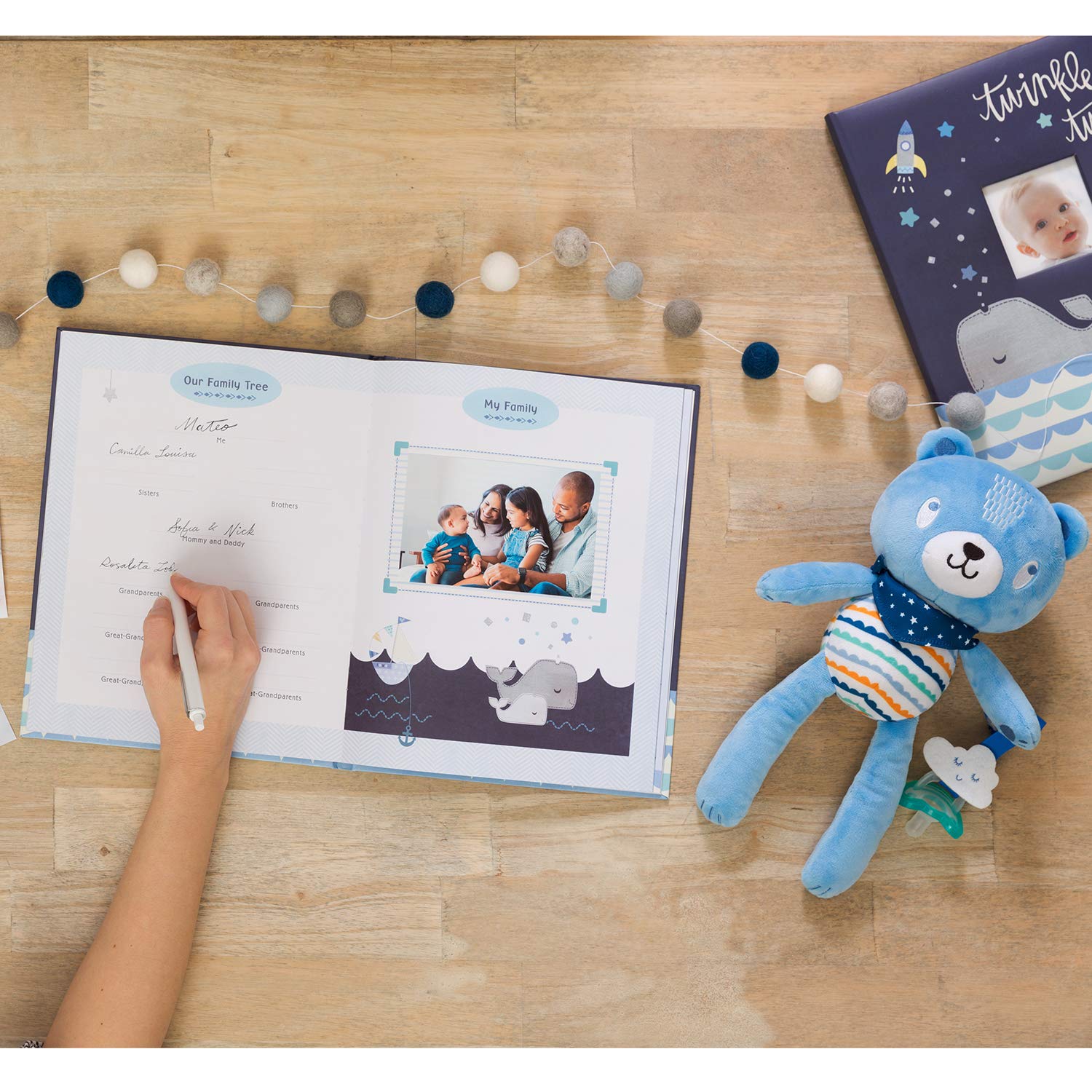 C.R. Gibson Twinkle Twinkle Little Star Blue Baby Memory Book for Boys - 48 Pages, 9.1 x 11.5 Inches - Perfect for Newborn Keepsakes, First Year Milestones & Christening Gifts