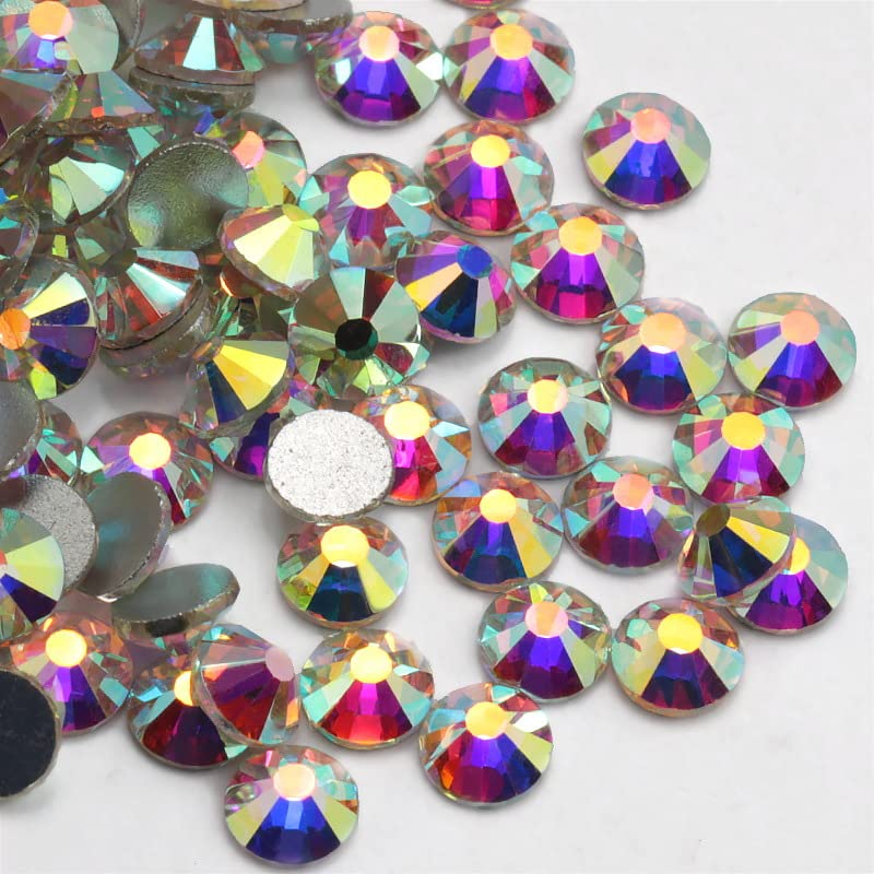 PrettyG 1440pcs x2 Packs SS3 Nail Crystals - AB Coating Sparkly Round Flatback Rhinestones for Nail Art, DIY Crafts & Embellishments | Non-Self-Adhesive AB-SS3 | Perfect for Nail Salons, Home Manicures & Wedding Nail Designs