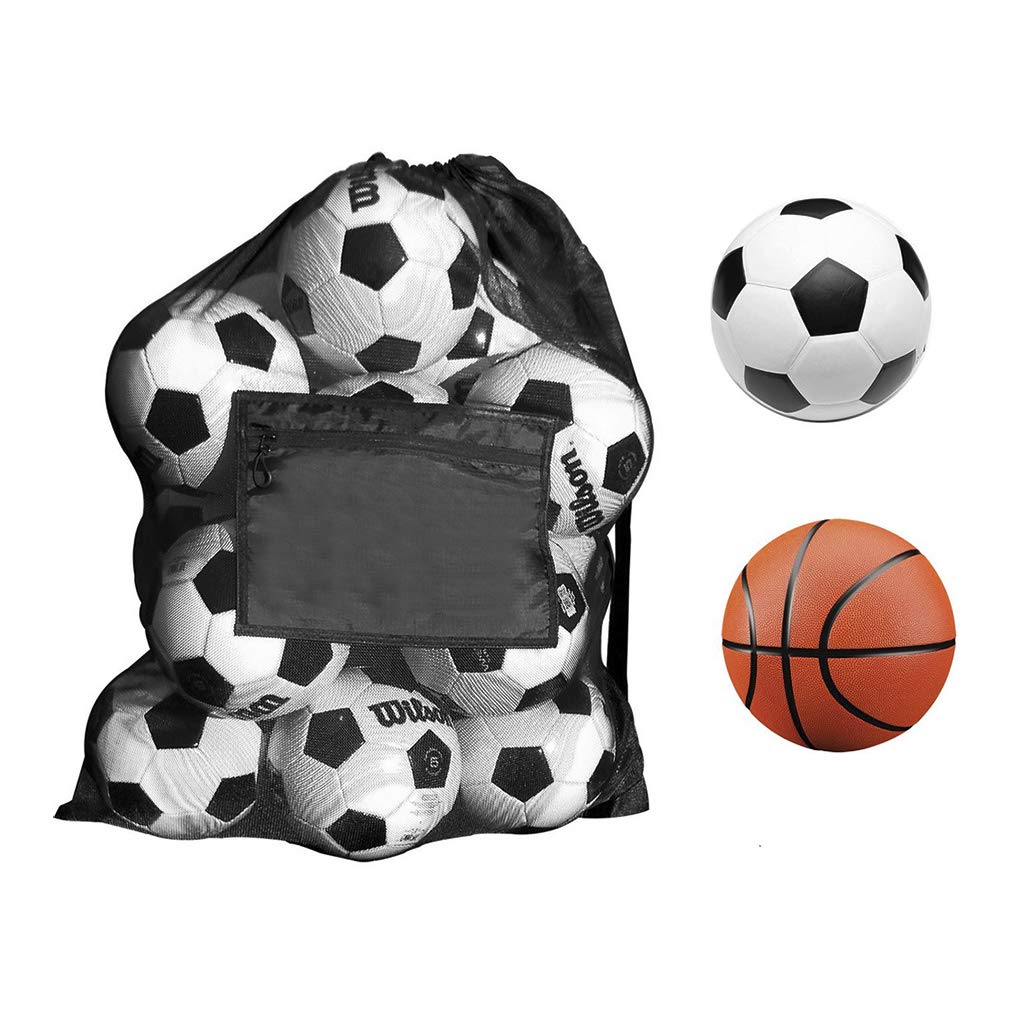 PURFUN Extra Large Mesh Sports Ball Storage Bag - Portable Drawstring Shoulder Bag for Football, Basketball, Soccer & Volleyball - Perfect for Workouts, Scuba Diving & Team Sports Equipment Carrier