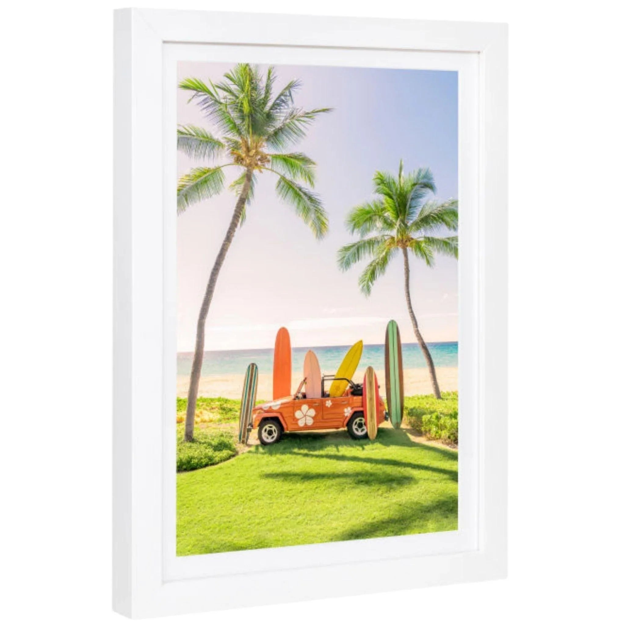 Gray Malin Mauna Kea Mini Framed Beach Buggy Vertical Print - Tropical Wall Art for Beach House Decor, Coastal Living Room & Vacation Home Aesthetic