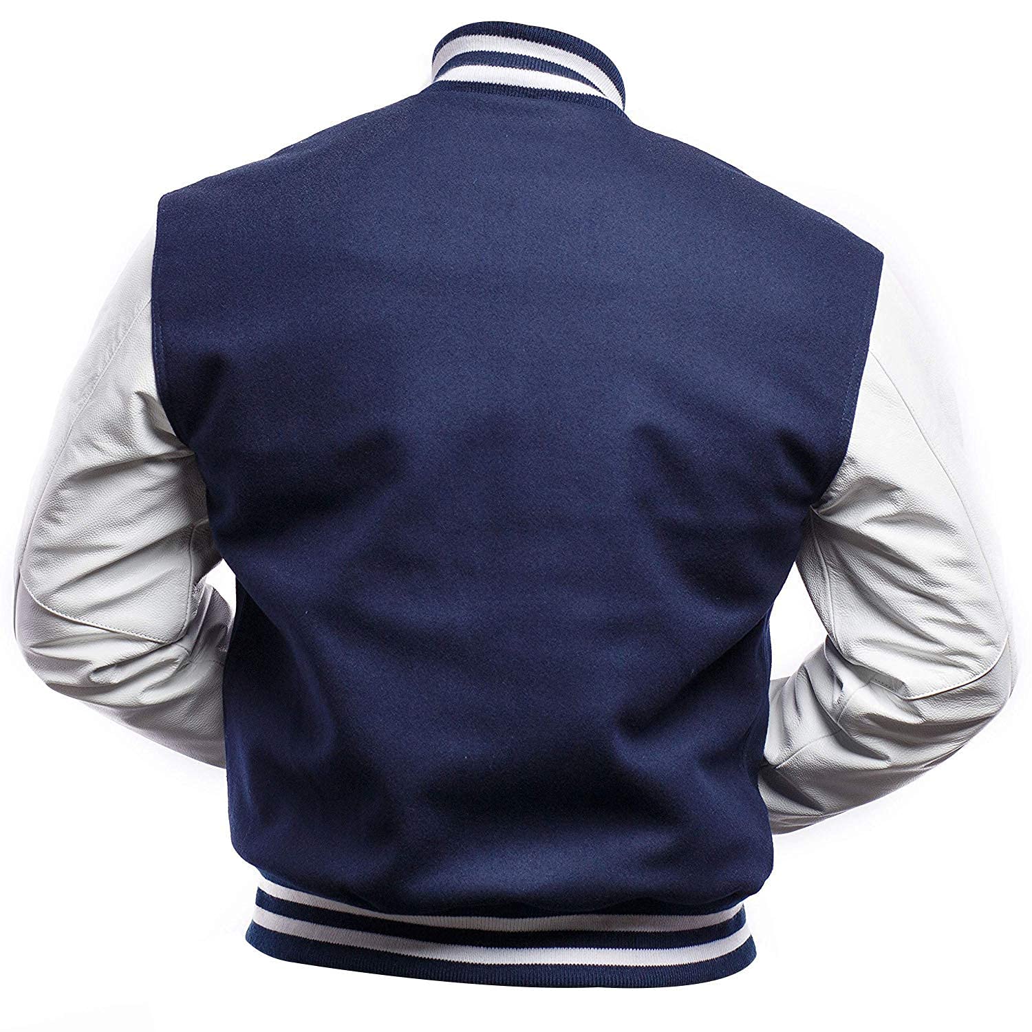 Varsity Blank Baseball Letterman Jacket - College & High School Bomber with Leather Sleeves & Wool Coat | Perfect for Sports Teams, School Spirit & Casual Wear