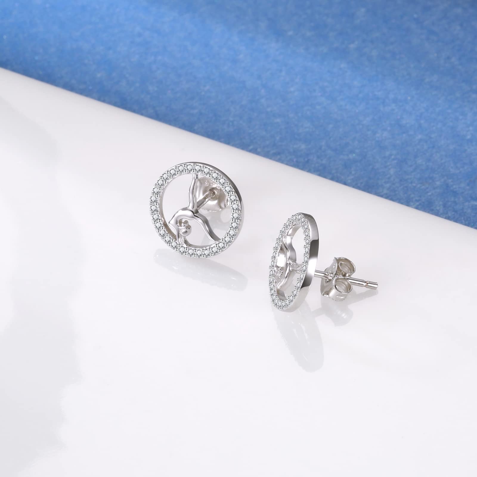 925 Sterling Silver Gymnastics Stud Earrings for Women – USA Team Gymnast Jewelry – Perfect Birthday & Christmas Gift for Athletes – Ideal for Competitions, Training & Everyday Wear