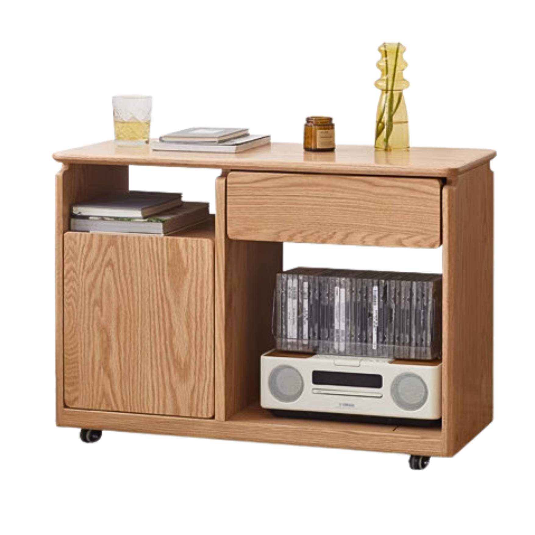 31.5x13.8x22.1 inch/ 80x35x56сm/ Natural wood color/ Oak solid wood side cabinet